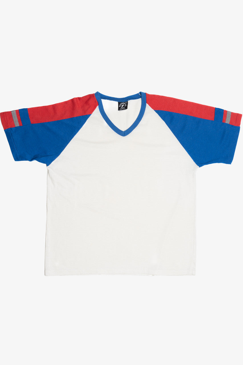 Vintage Color Block Runner Up Raglan V-Neck T-Shirt (1980s)
