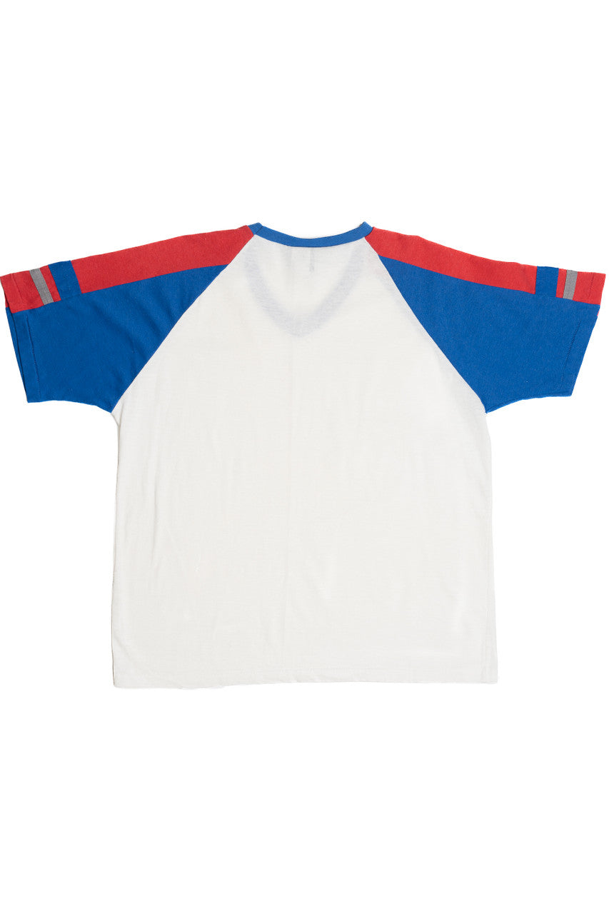Vintage Color Block Runner Up Raglan V-Neck T-Shirt (1980s)