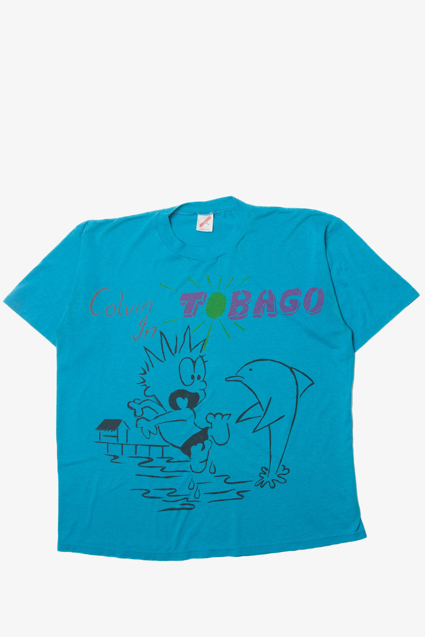Vintage "Calvin In Tobago" Jerzees T-Shirt (1990s)