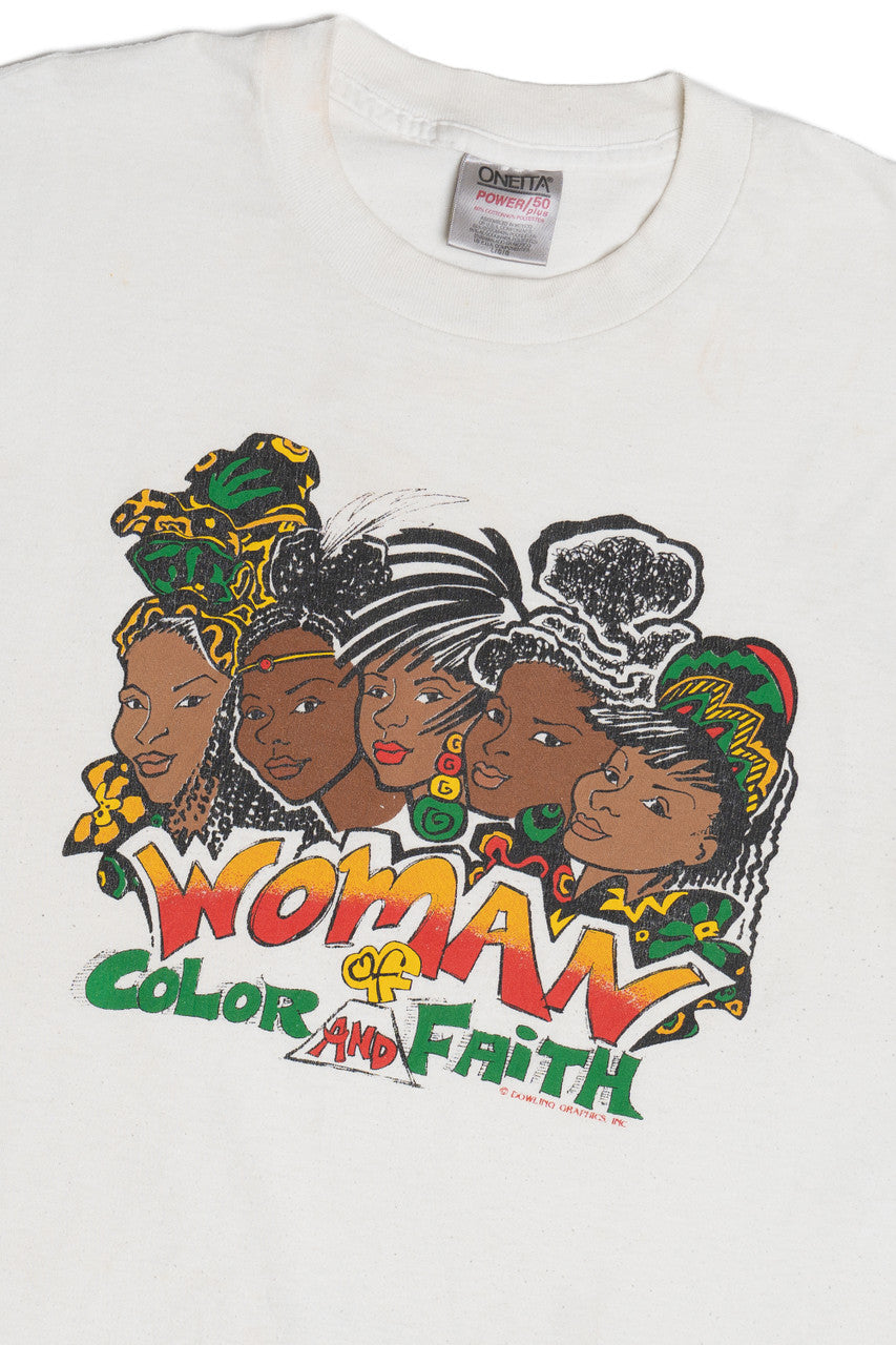 Vintage "Woman Of Color And Faith" T-Shirt (1990s)