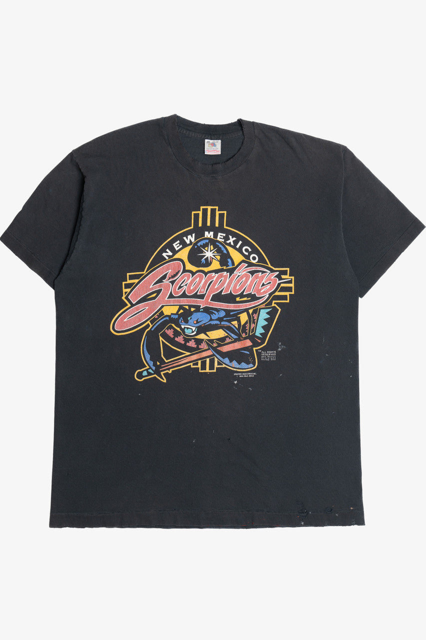 Vintage Thrashed New Mexico Scorpions "Feel The Sting" Hockey T-Shirt (1990s)