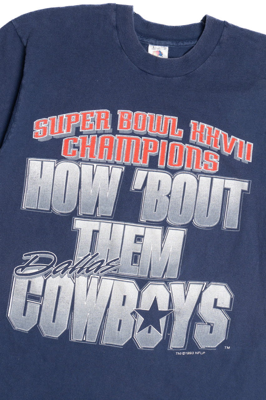Vintage "How 'Bout Them Dallas Cowboys" Super Bowl XXVII Champions T-Shirt (1990s)