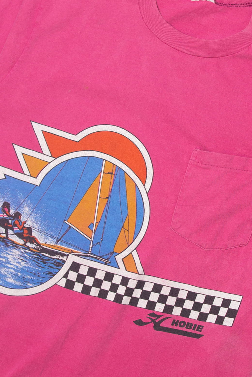 Vintage Sailboating Hobie Pocket T-Shirt