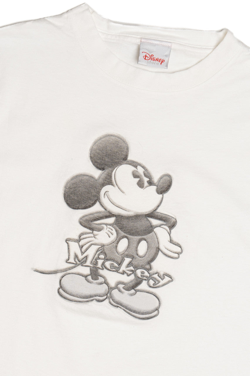 Vintage "Mickey" Mickey Mouse Embossed Print Disney Store T-Shirt (2000s)
