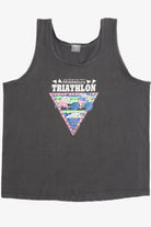 Vintage Fish Graphic Triathlon Faded Black T-Shirt Tank Top (1990s)