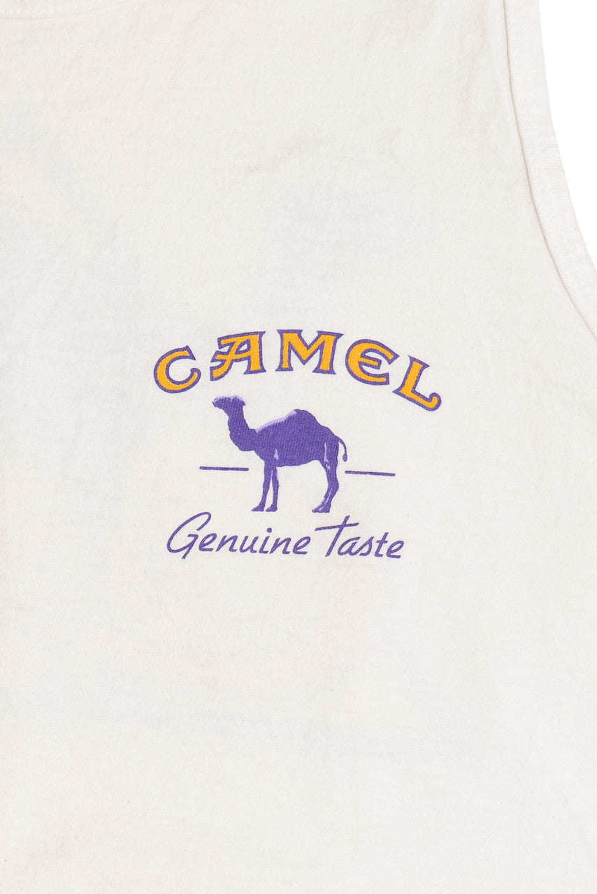 5WB671【90s】vintage CAMEL ロゴ　タバコ　タンクトップ Vtg 90s Camel Cigarettes Faded Distress Tank Top XL Smoking