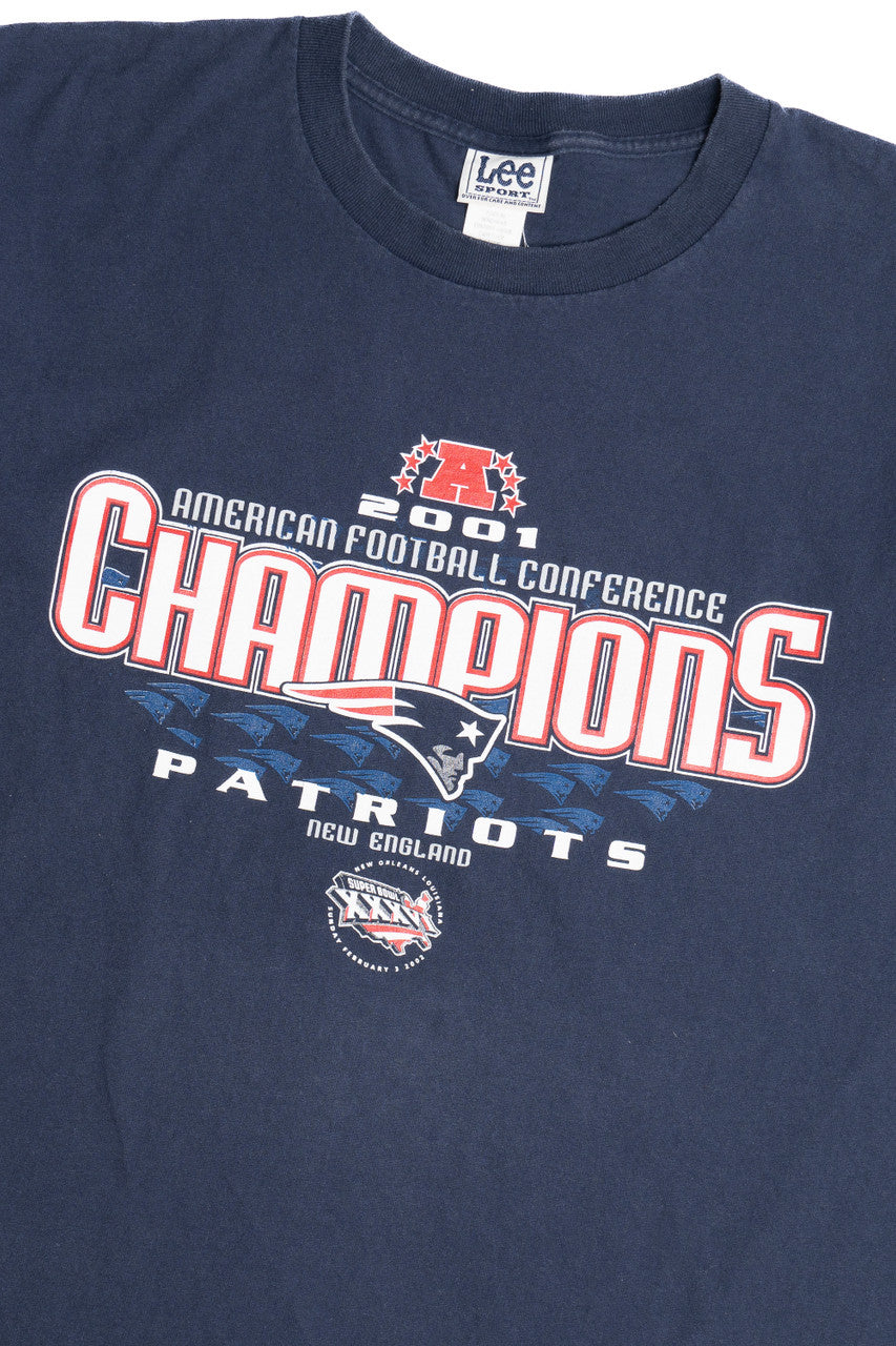 Vintage 2001 AFC Champions Patriots NFL Lee Sport T-Shirt (2000s)