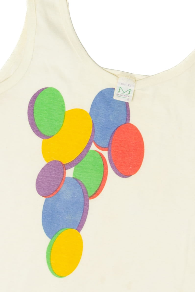 Vintage  Maverick Colorful Circles Sleeveless T-Shirt