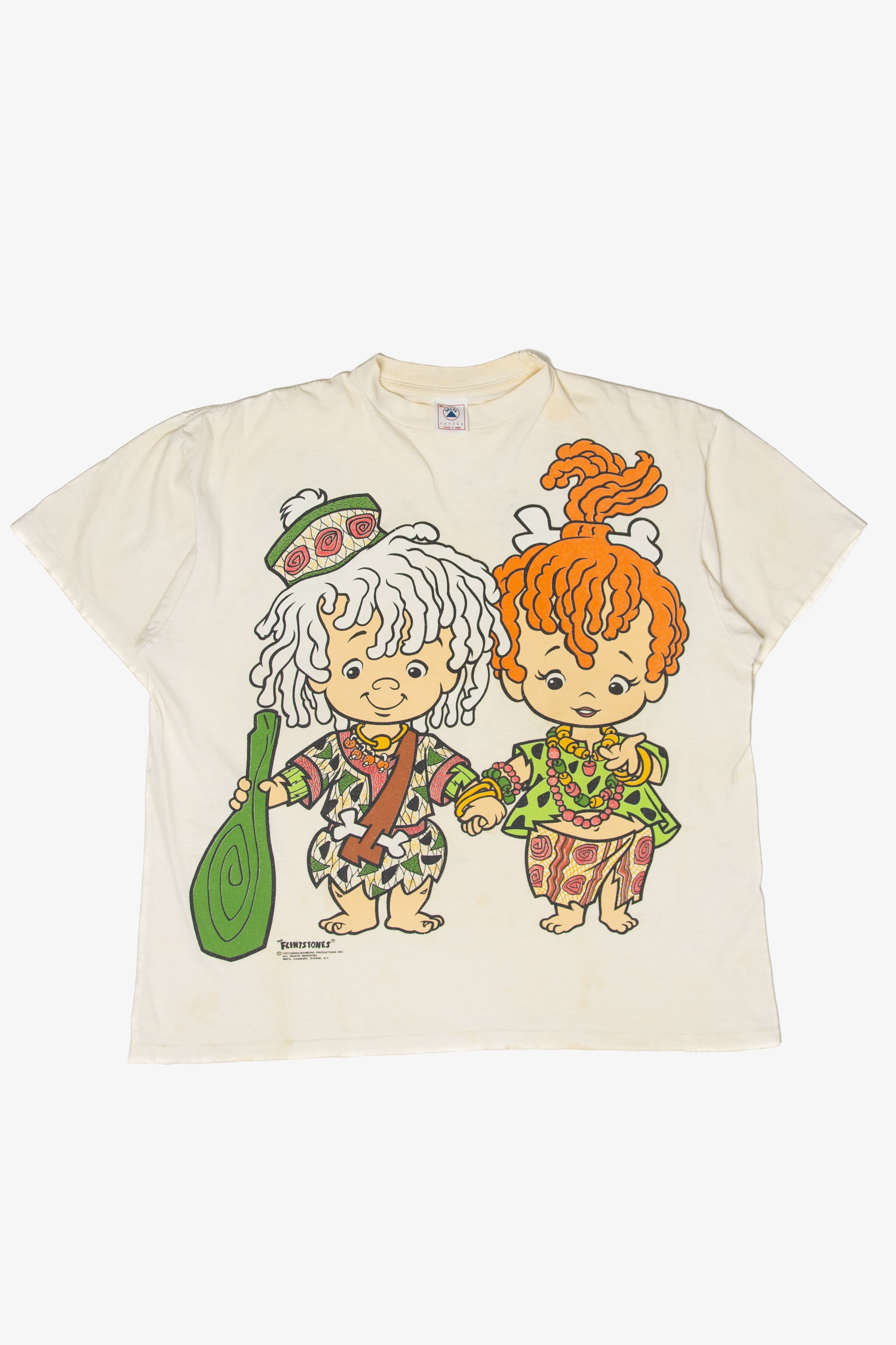 Vintage Bamm-Bamm And Pebbles Flintstones Front/Back T-Shirt (1990s)