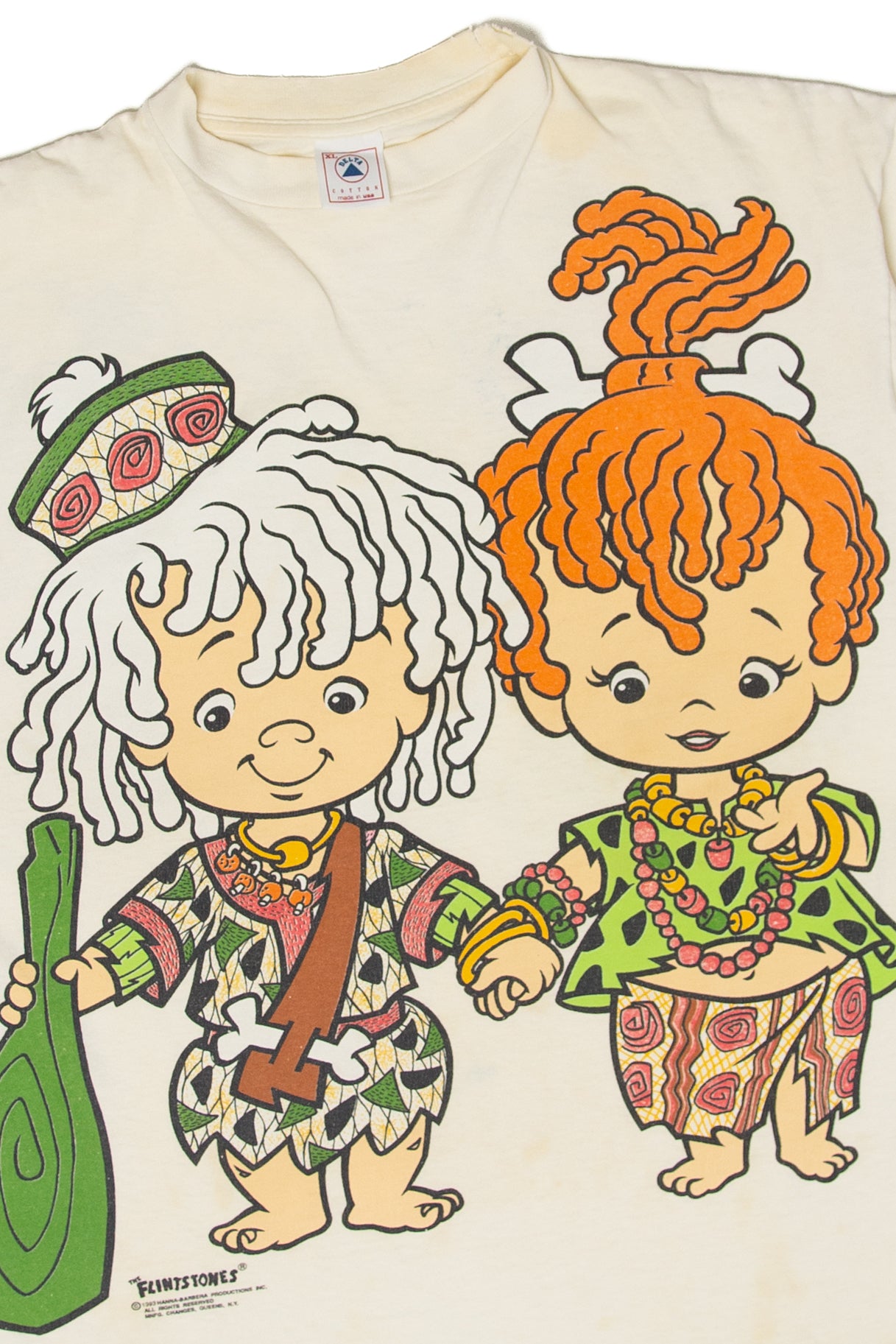 Vintage Bamm-Bamm And Pebbles Flintstones Front/Back T-Shirt (1990s)