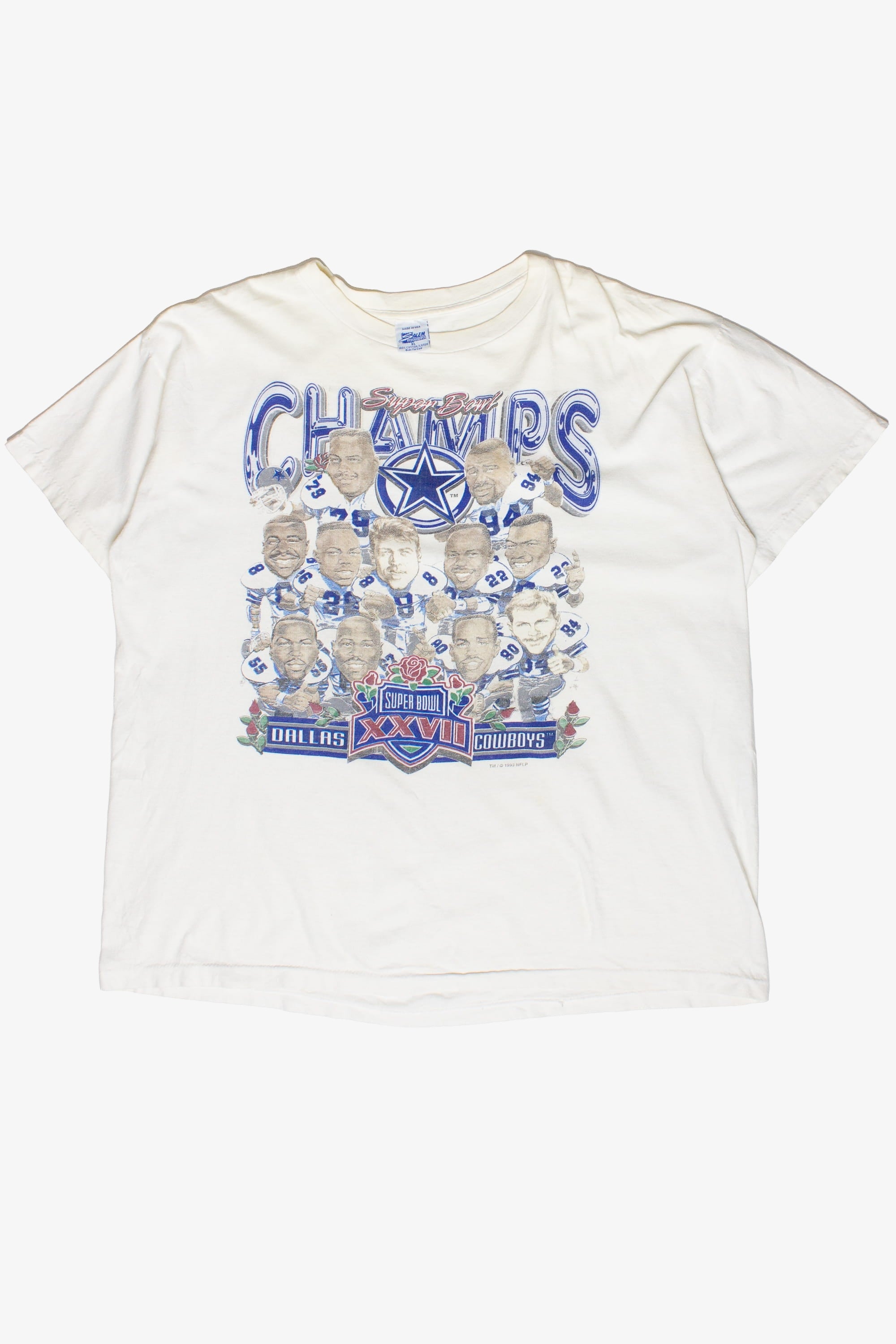 Distressed Super Bowl XXVII Dallas Cowboys Team Portrait T-Shirt (1993)