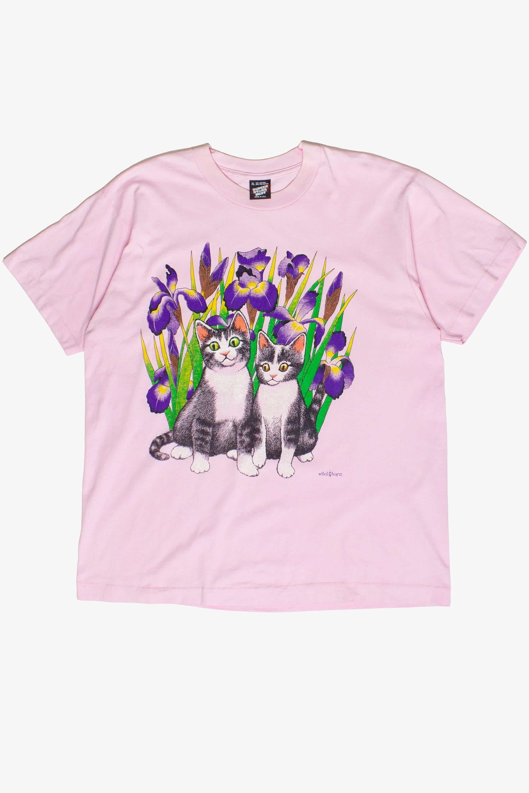 Vintage Cats in Irises Screen Stars T-Shirt (1990s)
