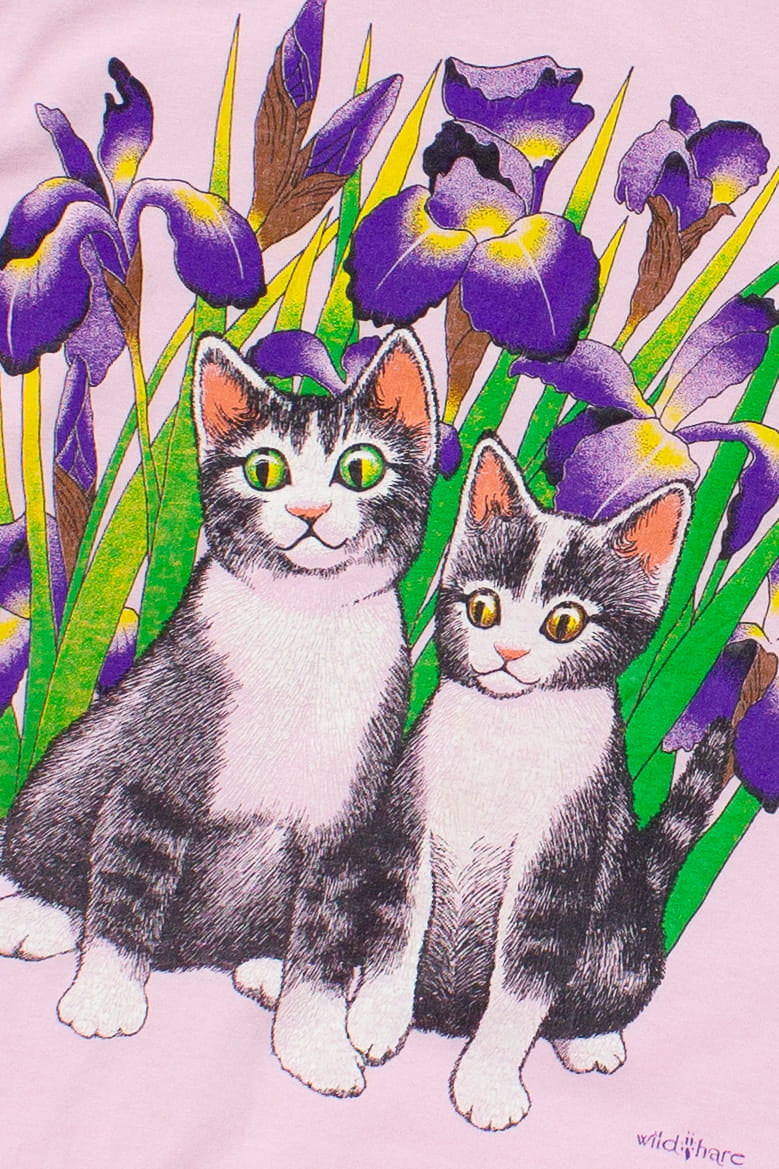 Vintage Cats in Irises Screen Stars T-Shirt (1990s)