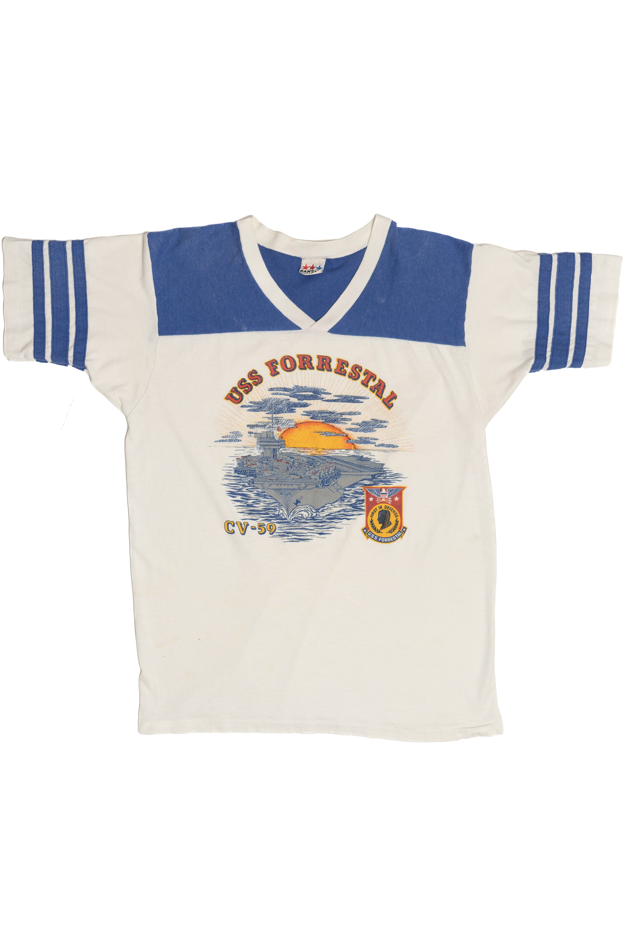 Vintage USS Forrestal CV-59 Military Bantam T-Shirt (1980s)