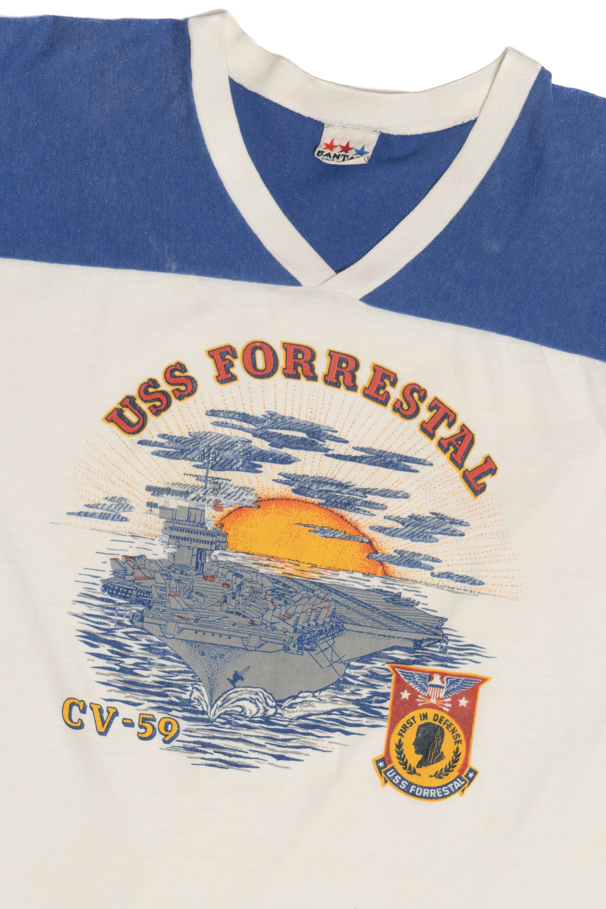 Vintage USS Forrestal CV-59 Military Bantam T-Shirt (1980s)