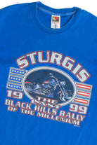 Vintage 1999 Sturgis Black Hills Motorcycle "Rally Of The Millennium" T-Shirt (1990s)