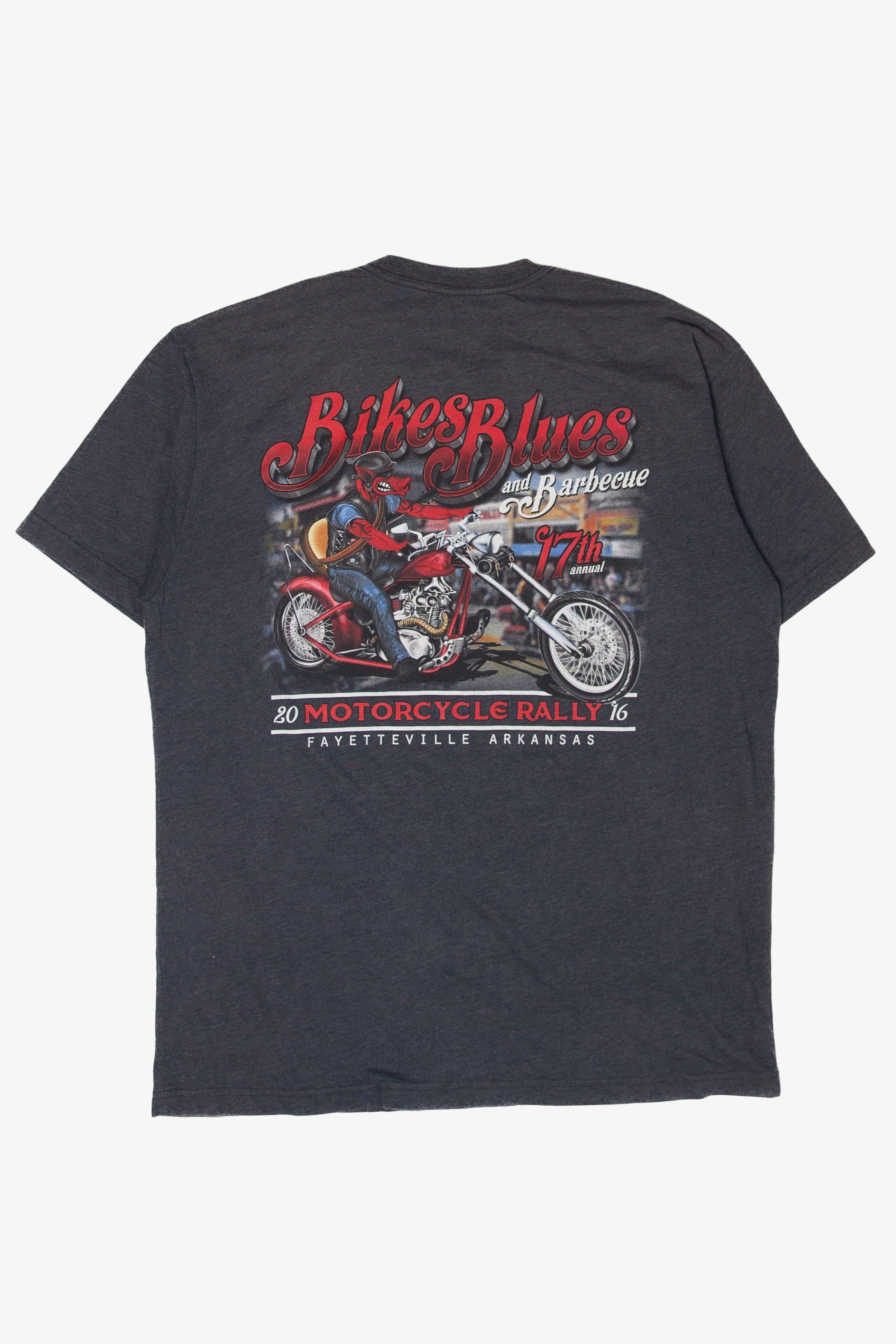 Recycled "Bikes Blues And Barbecue" Motorcycle Rally T-Shirt (2010s)