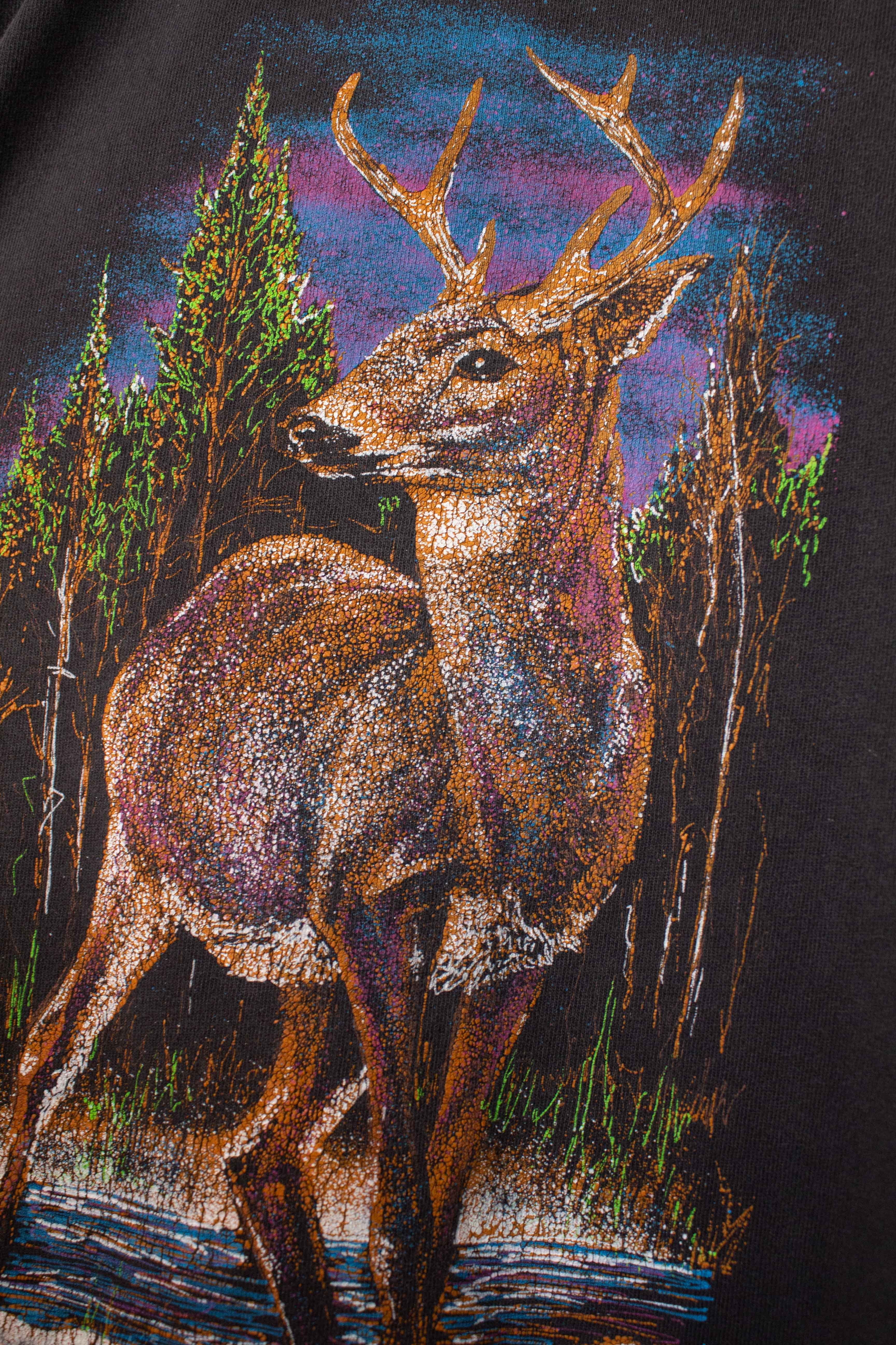 Vintage Deer Wraparound Graphic T-Shirt (1990s)