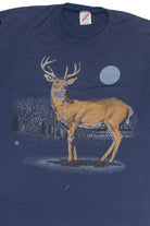 Vintage Deer In Moonlight Single Stitch T-Shirt (1990s)