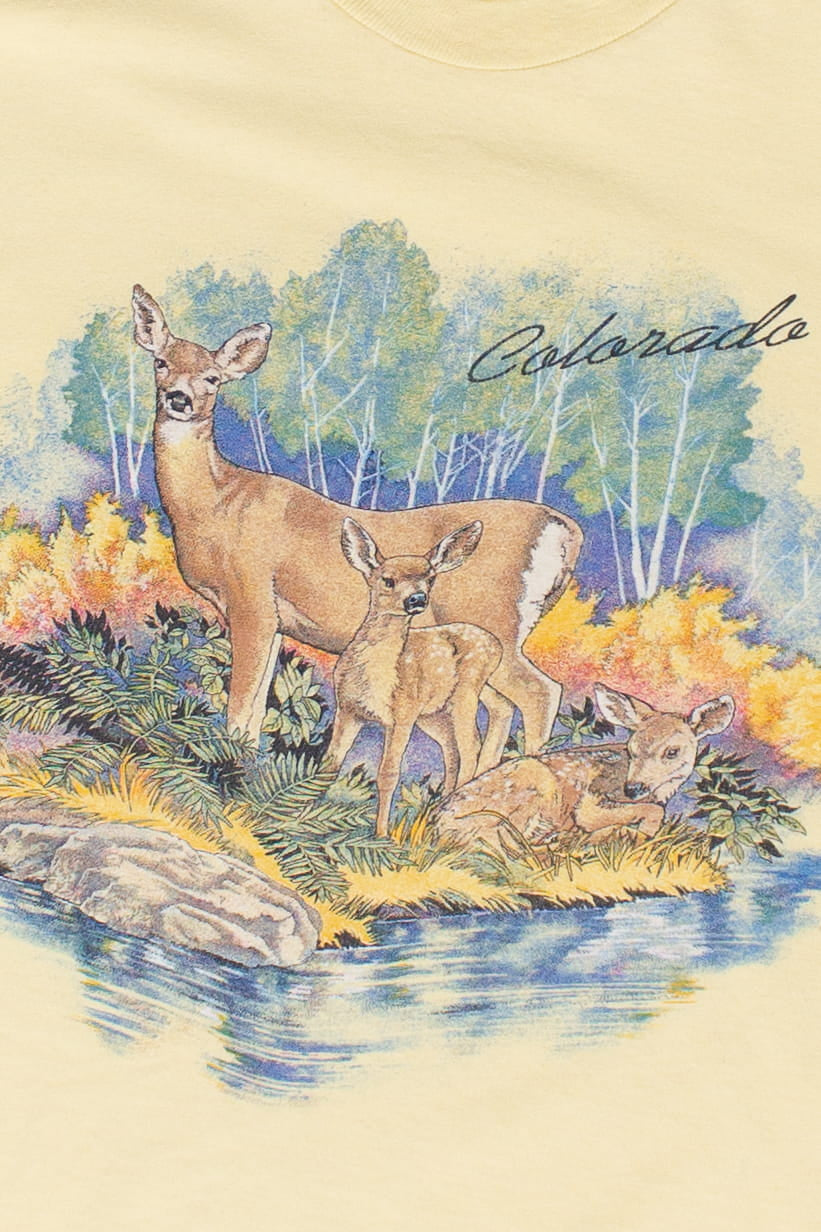 Vintage Colorado Painted Deer Scenery T-Shirt (1993)