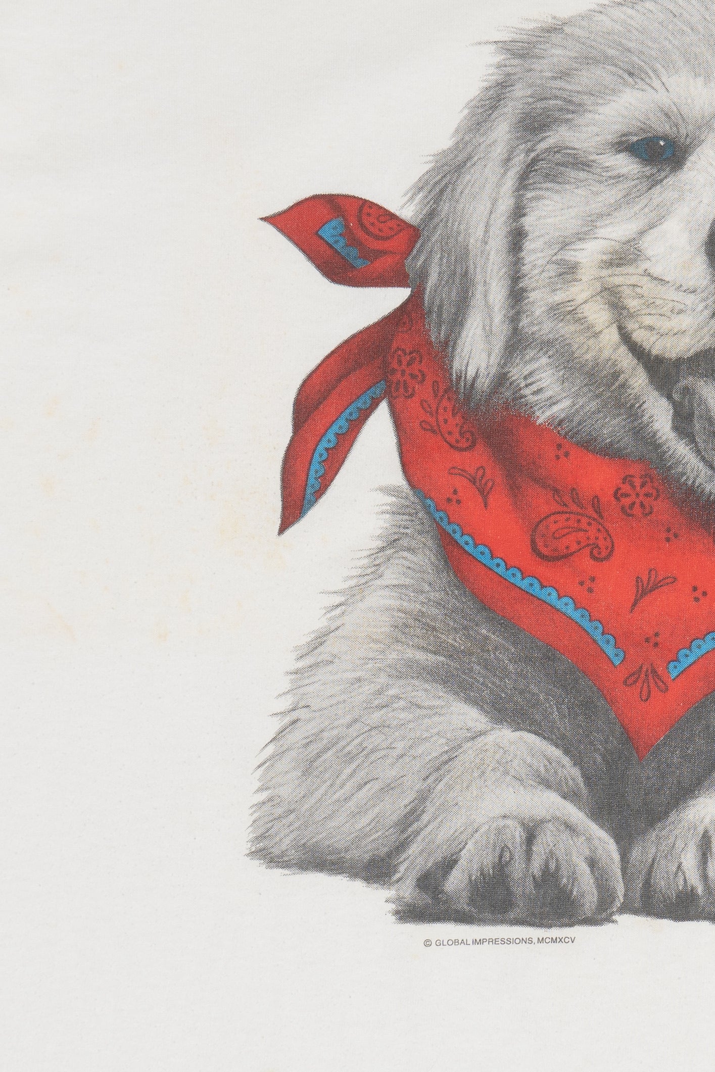 Vintage Puppy With Bandana Distressed Single Stitch T-Shirt (1990s)