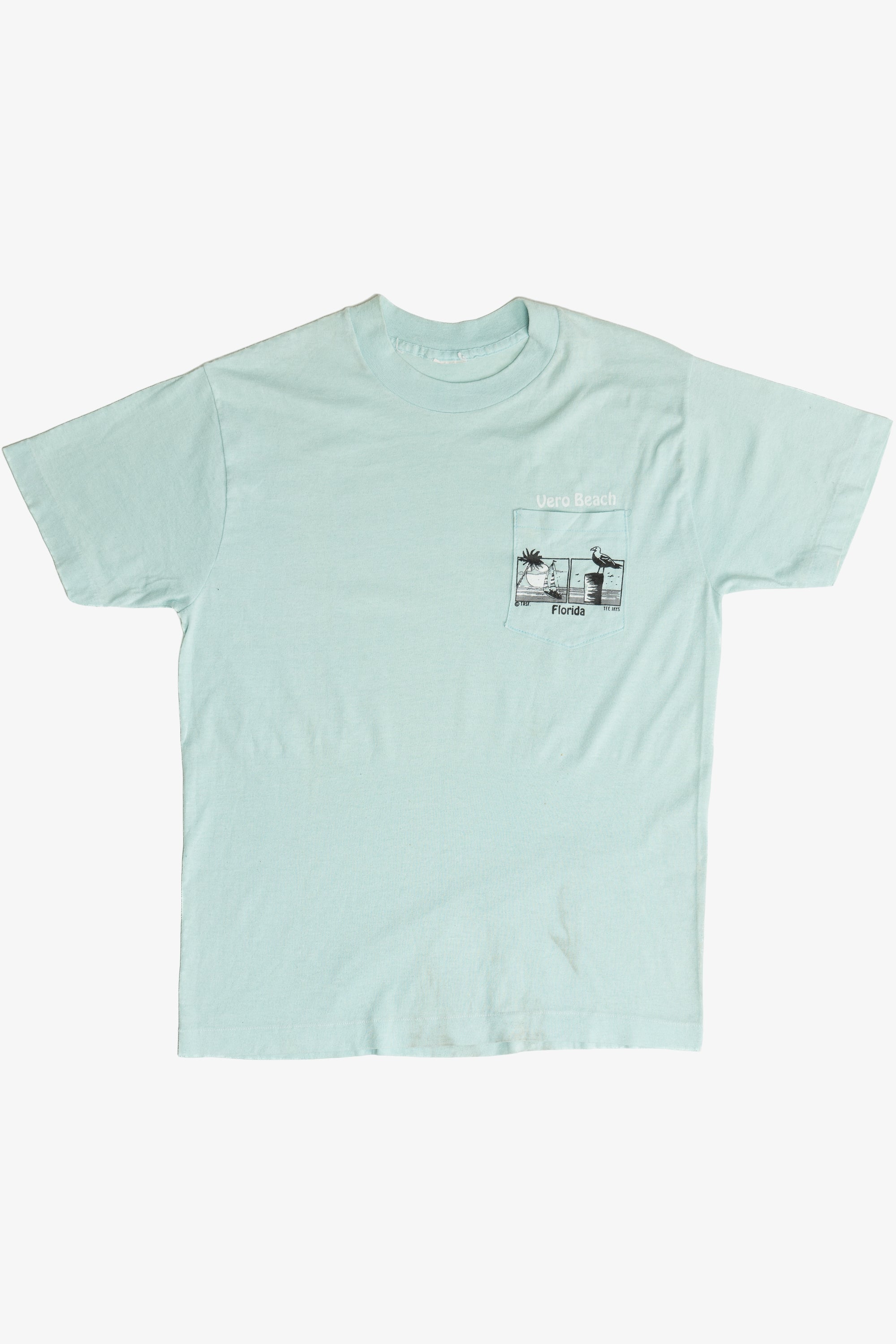 Vintage Distressed "Vero Beach Florida" Pocket T-Shirt (1990s)