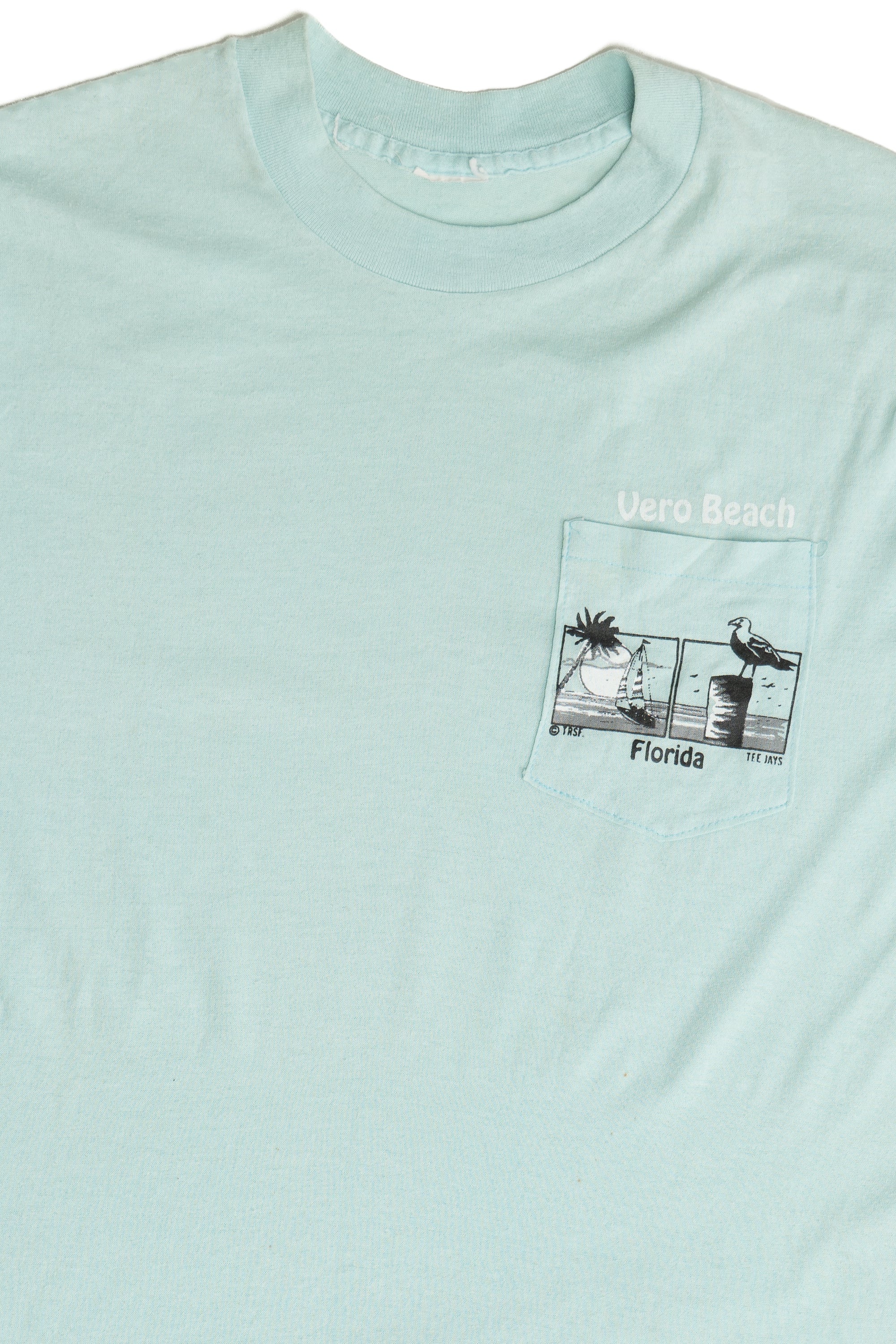 Vintage Distressed "Vero Beach Florida" Pocket T-Shirt (1990s)