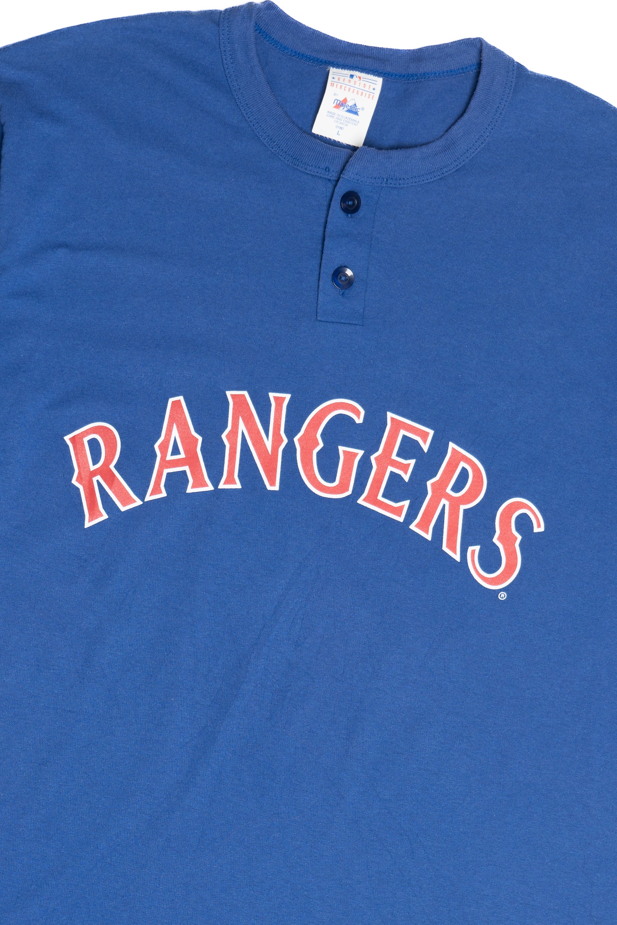 Vintage Texas Rangers MLB Majestic Two Button T-Shirt (1990s)