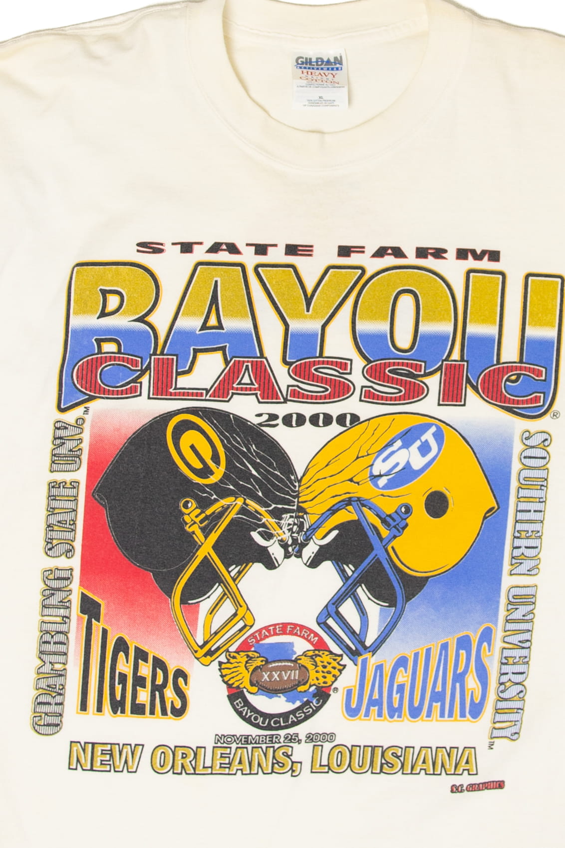 Vintage State Farm Bayou Classic Tigers vs Jaguars Football T-Shirt (2000s)