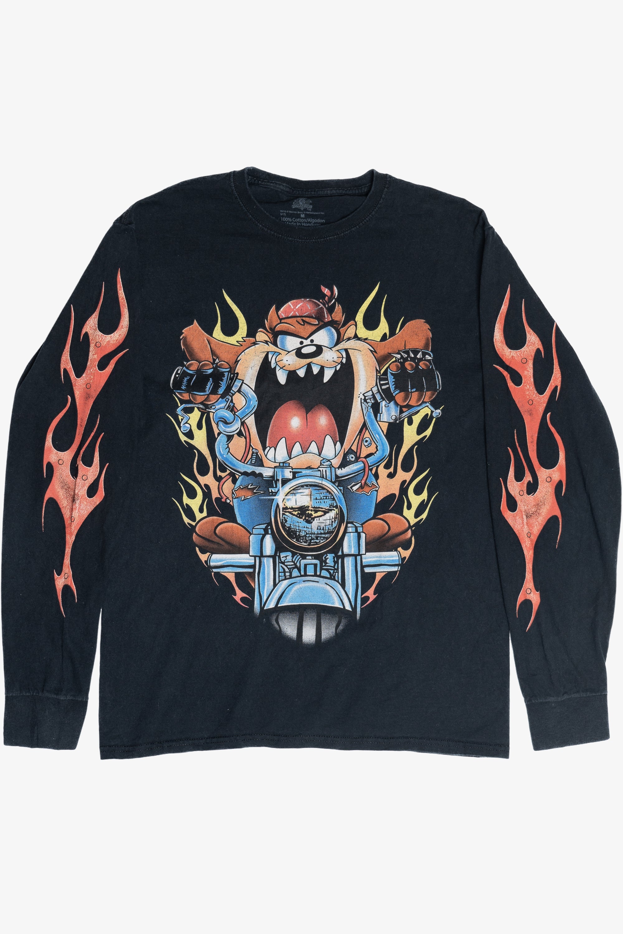 Looney Tunes Taz On Motorcycle Long Sleeve T-Shirt