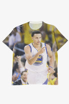 Recycled Golden State Warriors Stephen Curry Full Cover NBA T-Shirt