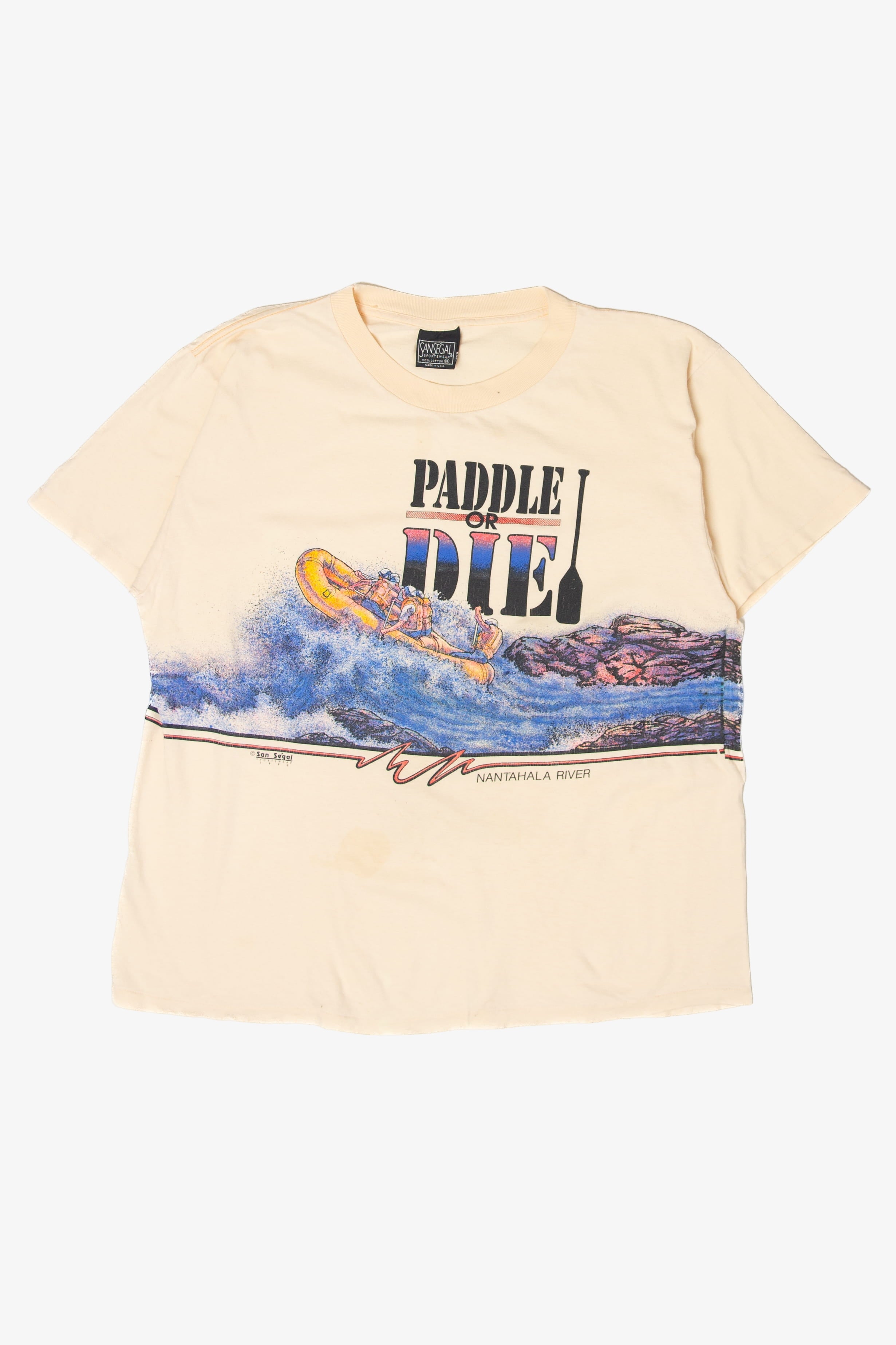 Vintage "Paddle Or Die" Nantahala River T-Shirt (1990s)
