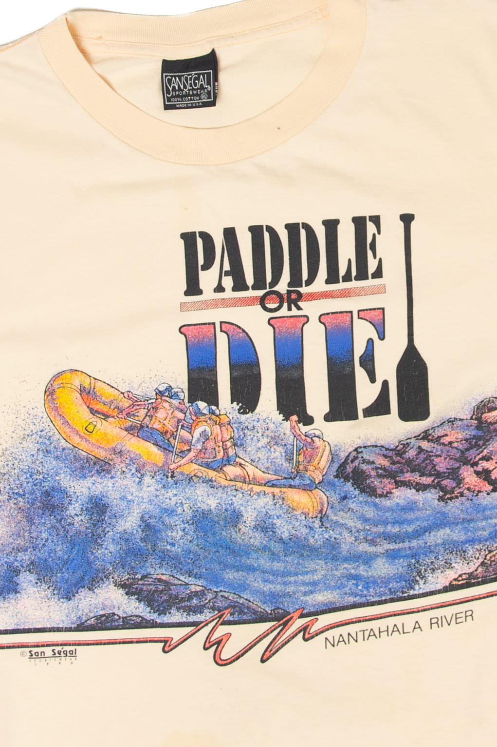 Vintage "Paddle Or Die" Nantahala River T-Shirt (1990s)