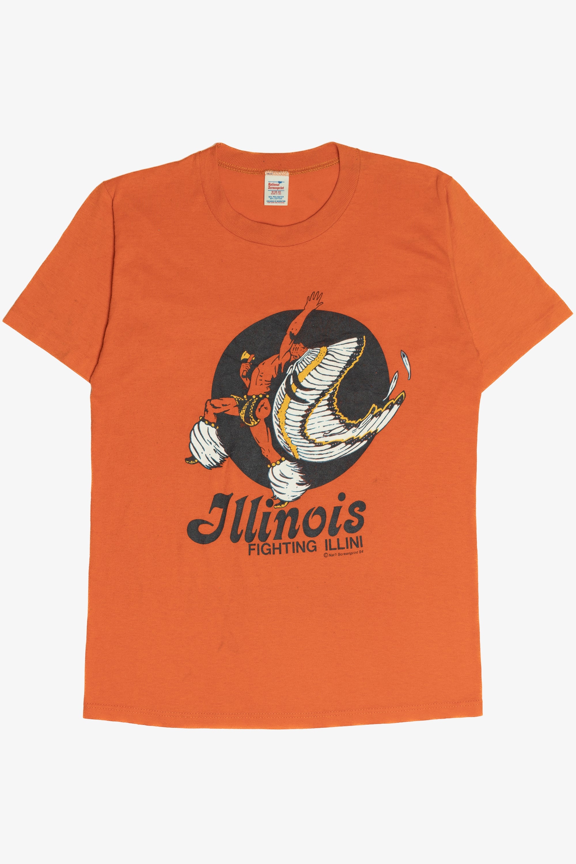 Vintage Illinois "Fighting Illini" Mascot T-Shirt (1980s)