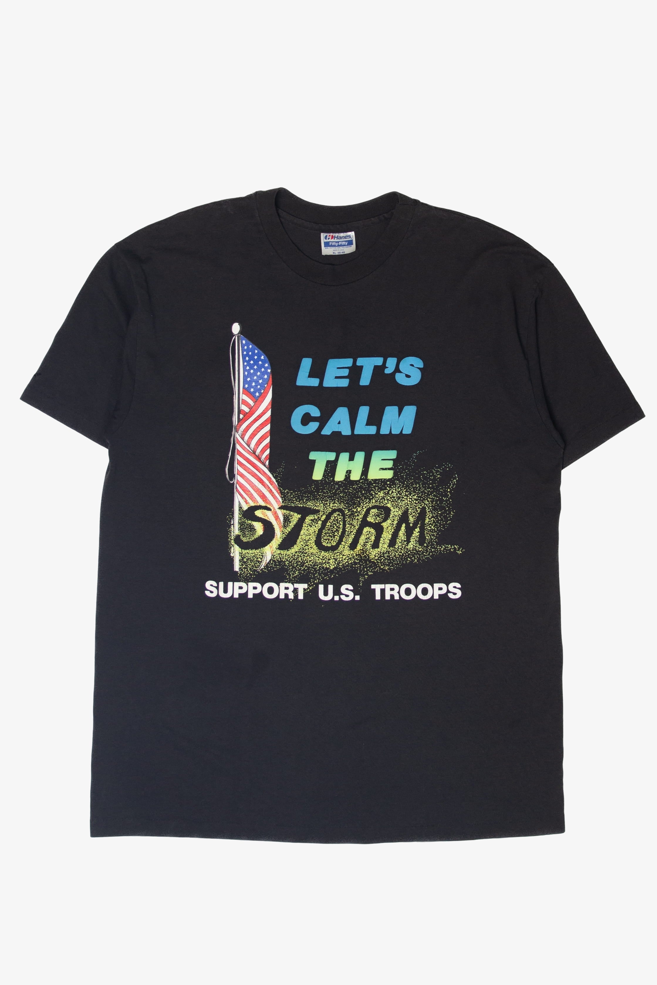 Vintage "Let's Calm The Storm" Support U.S. Troops T-Shirt (1990s)
