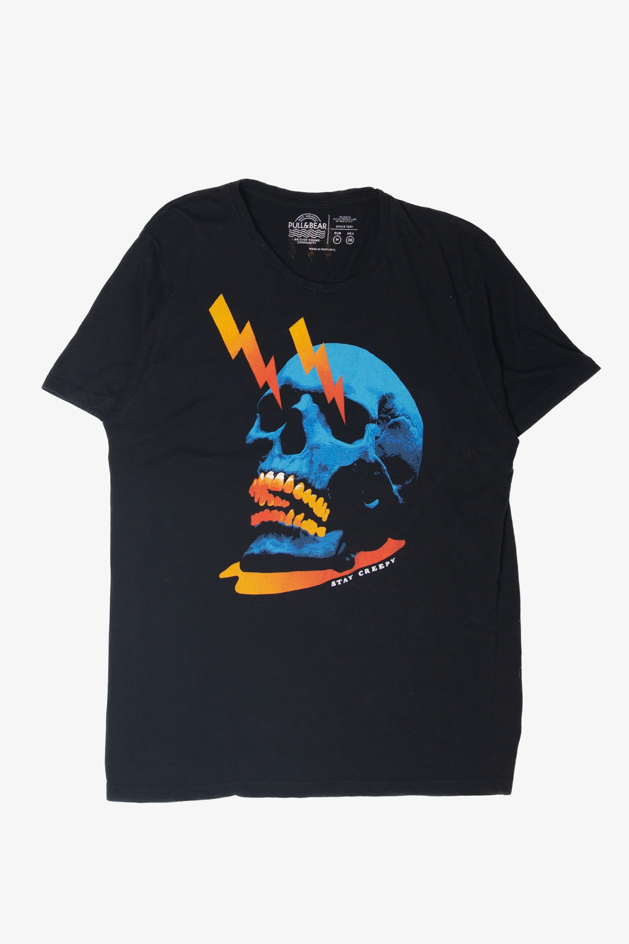 "Stay Creepy" Skull Lightning Bolts T-Shirt