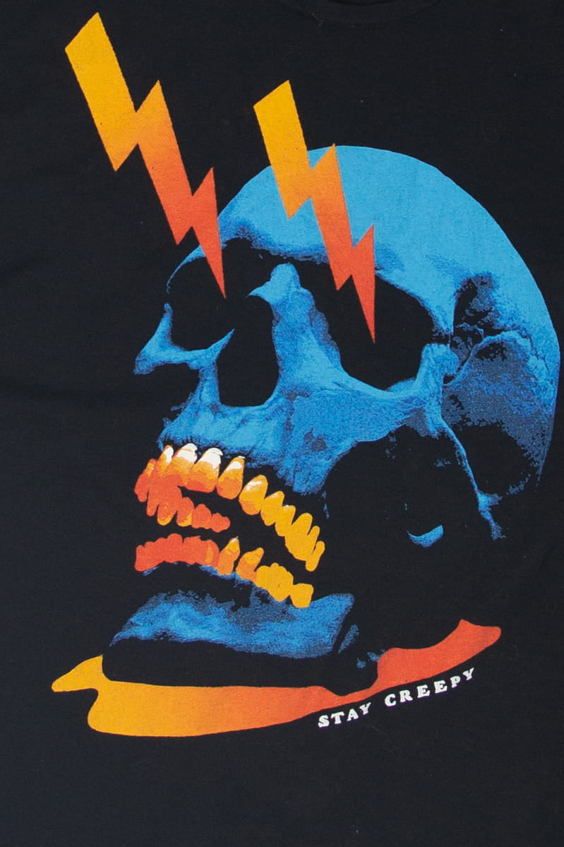 "Stay Creepy" Skull Lightning Bolts T-Shirt