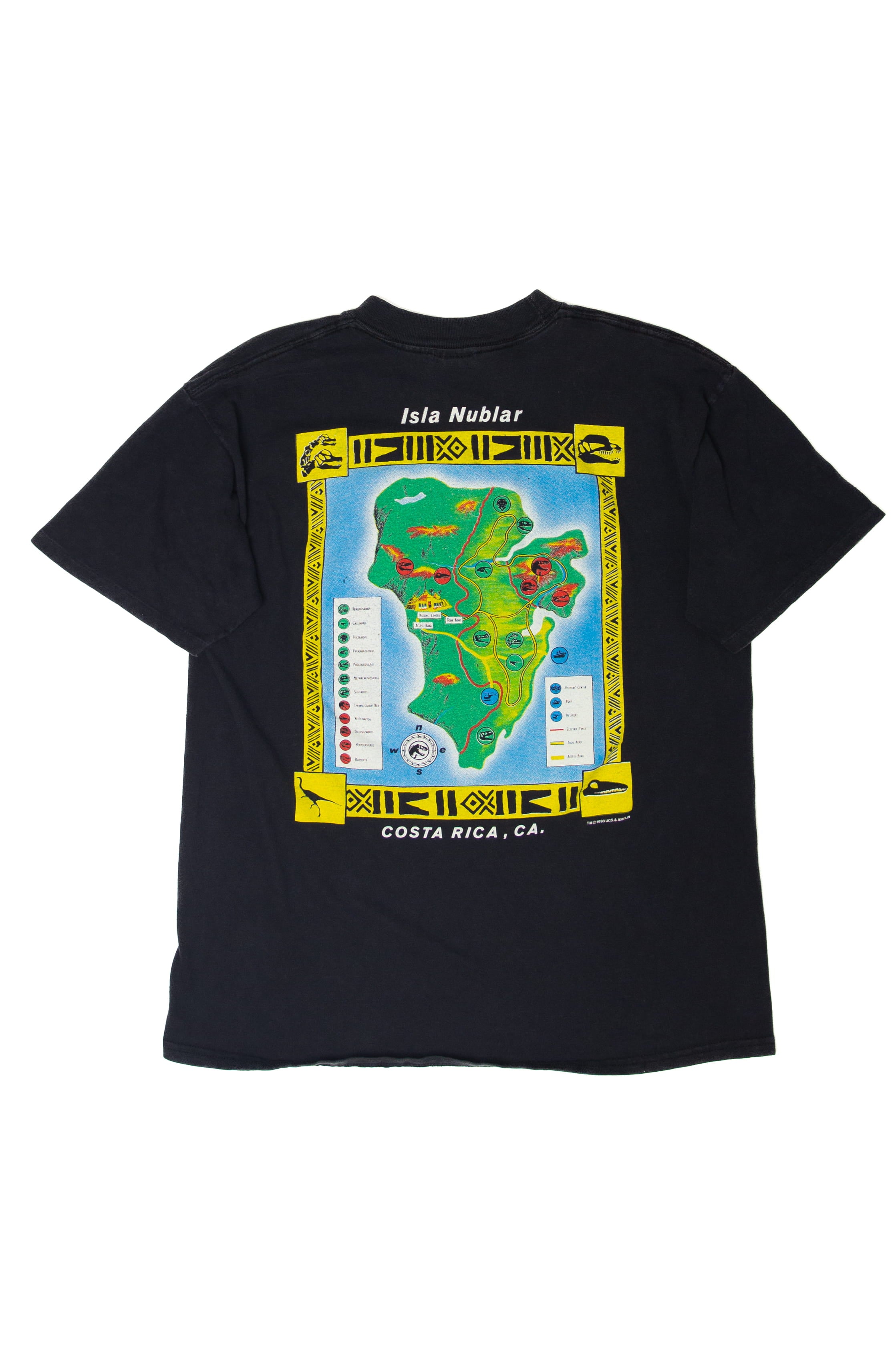Vintage Jurassic Park Island Tour Isla Nublar Map Classic T-Shirt (1990s)