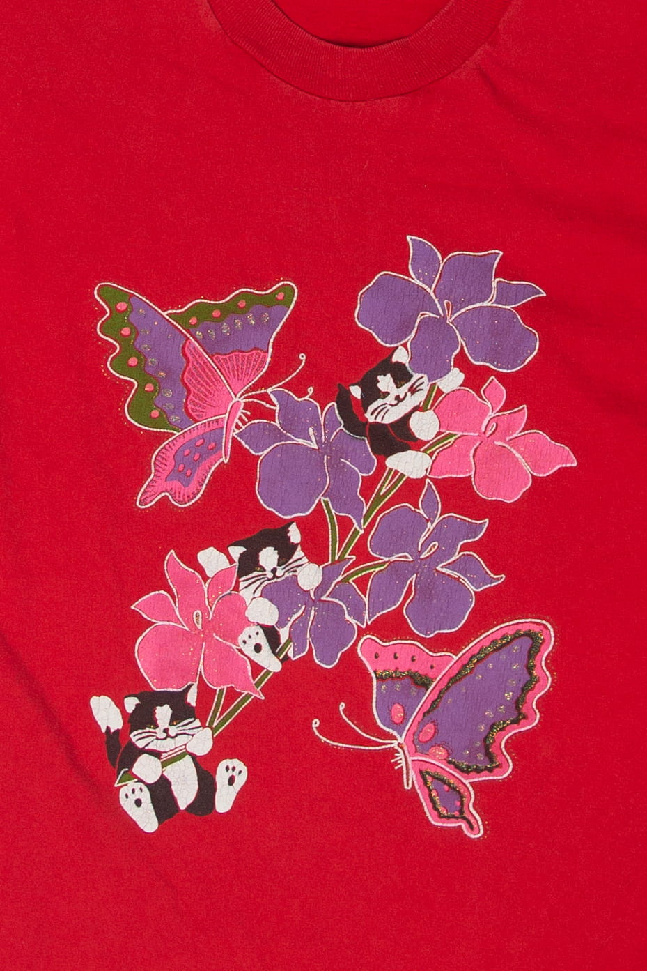 Vintage Kitties And Butterflies T-Shirt (2000s)
