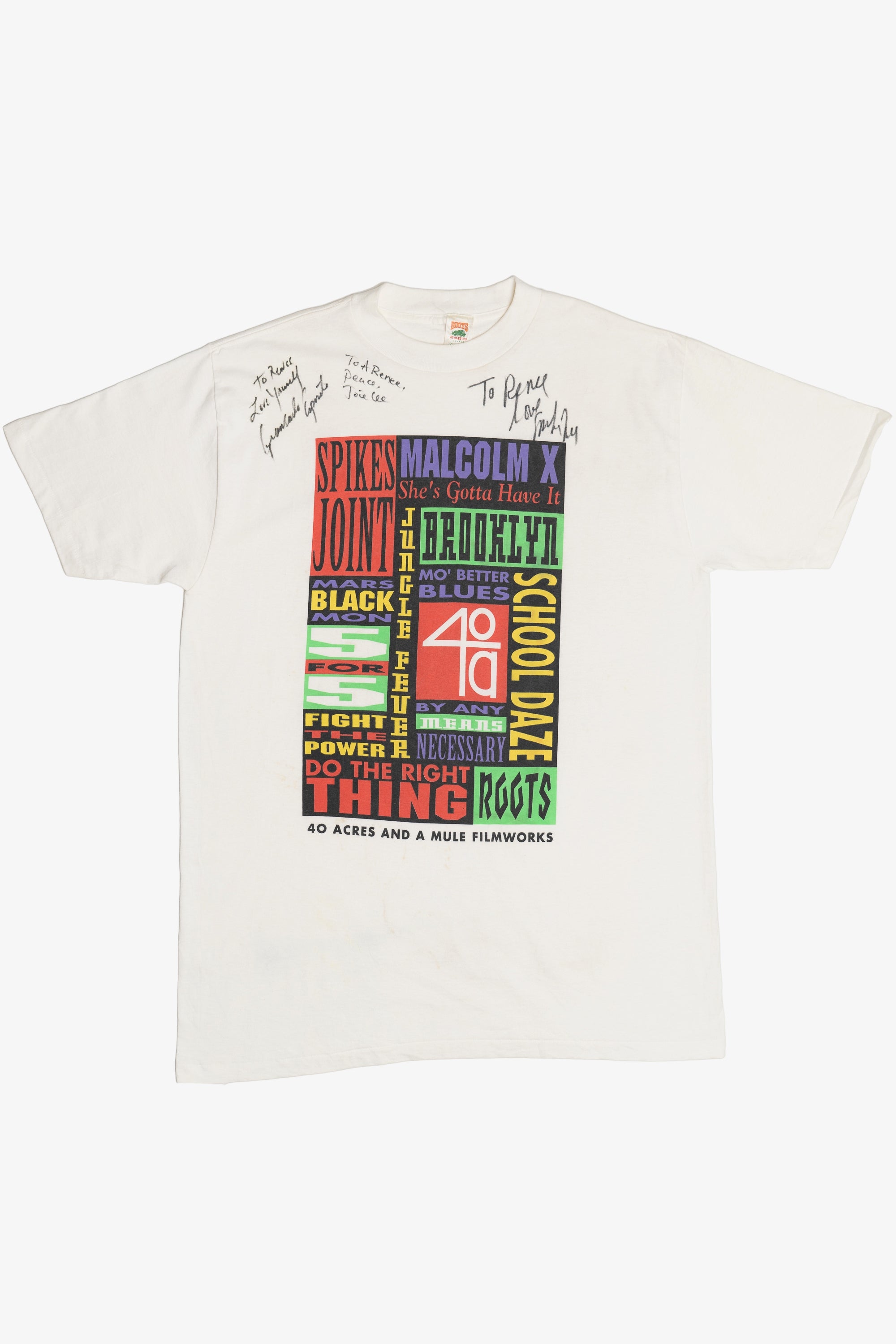 Vintage RARE Spike Lee & More SIGNED "40 Acres And A Mule Filmworks" Production Company T-Shirt (1990s)