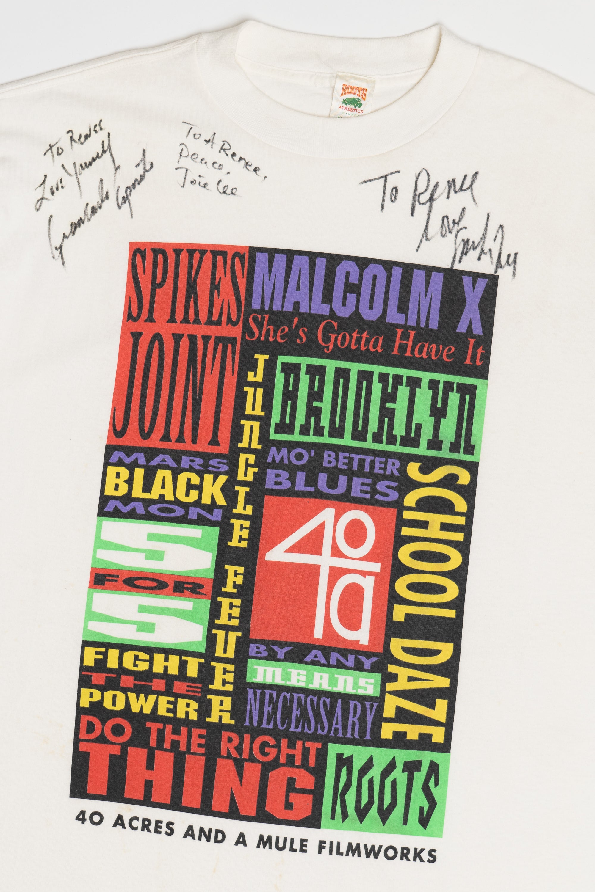 Vintage RARE Spike Lee & More SIGNED "40 Acres And A Mule Filmworks" Production Company T-Shirt (1990s)