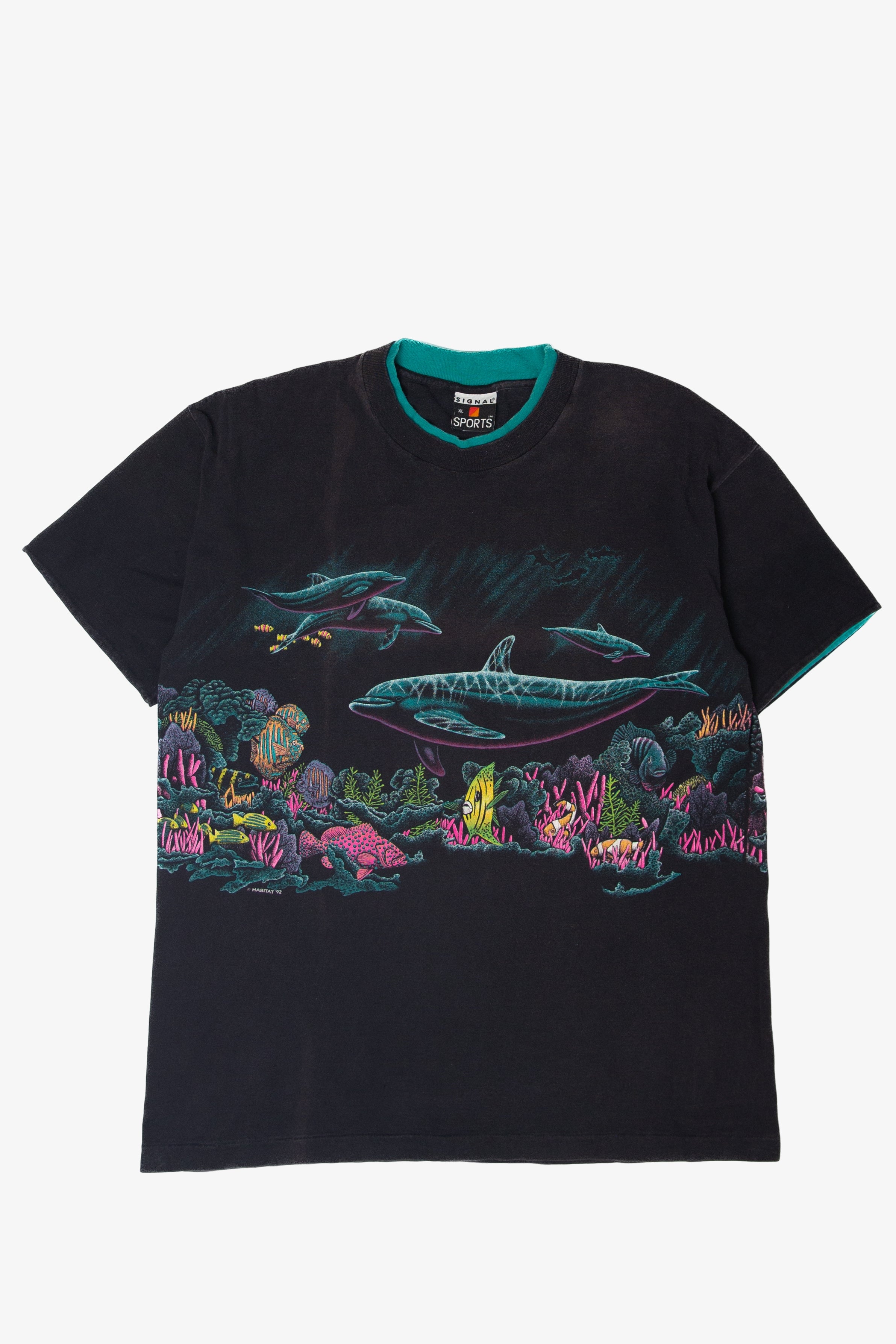 Vintage Dolphins Wrap Around T-Shirt (1990s)