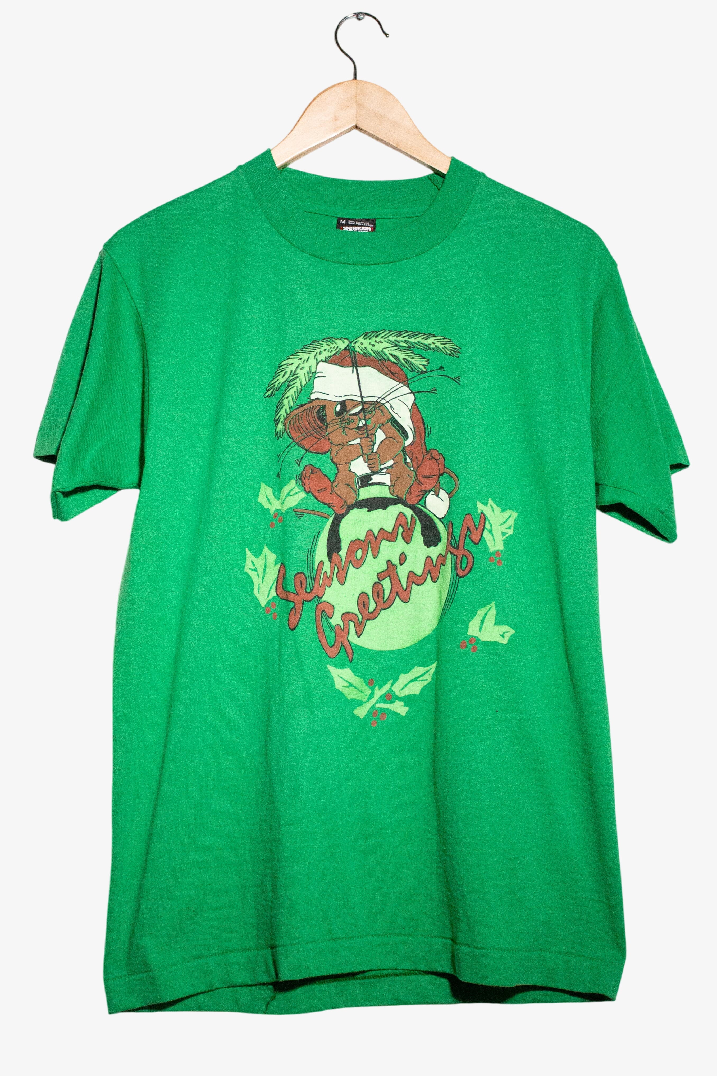 Vintage Season's Greetings Mouse T-Shirt (1990s)
