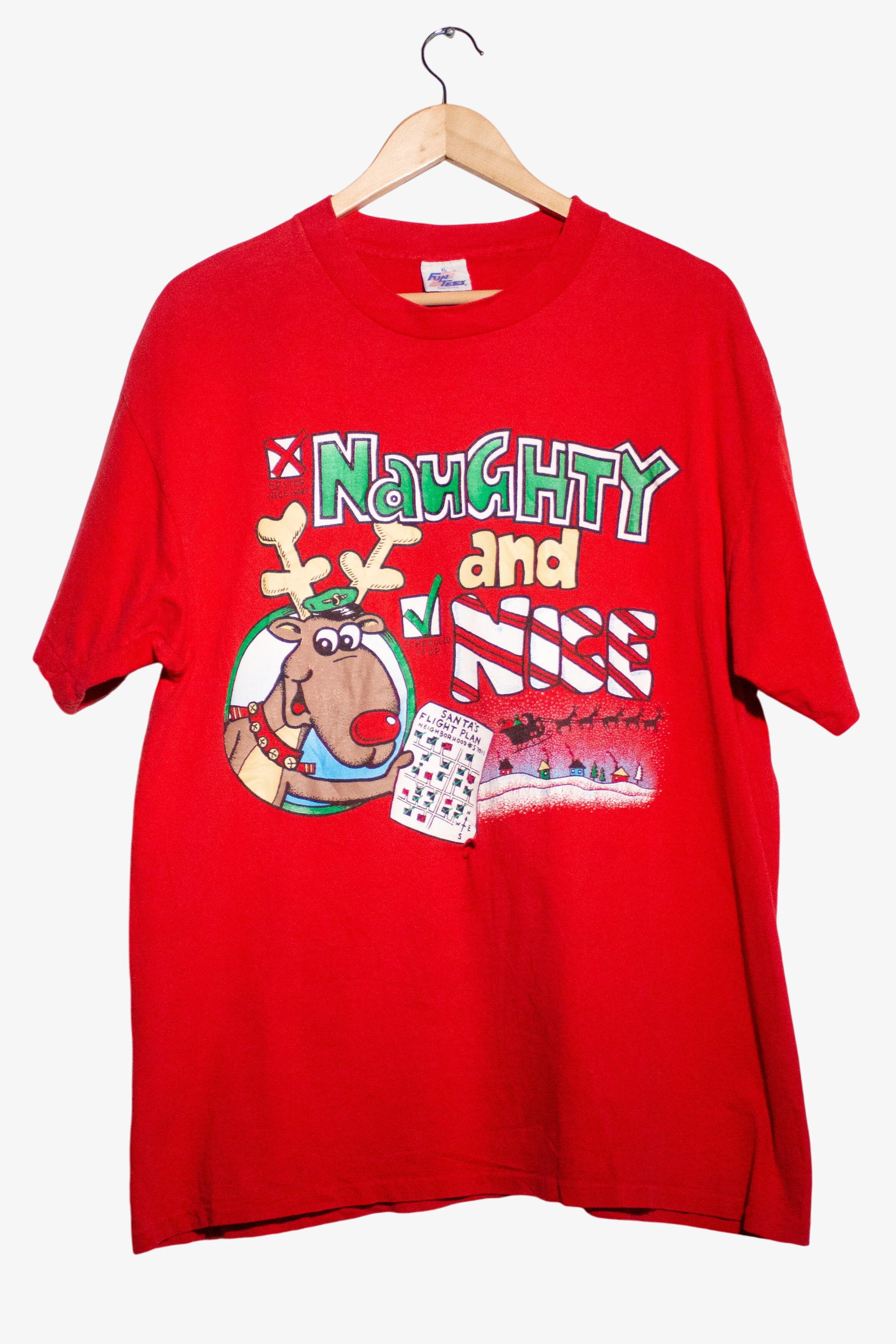 Vintage Naughty And Nice List T-Shirt (1990s)