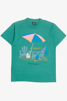 Vintage "Bermuda" Beach Umbrella Scene Single Stitch T-Shirt (1990s)