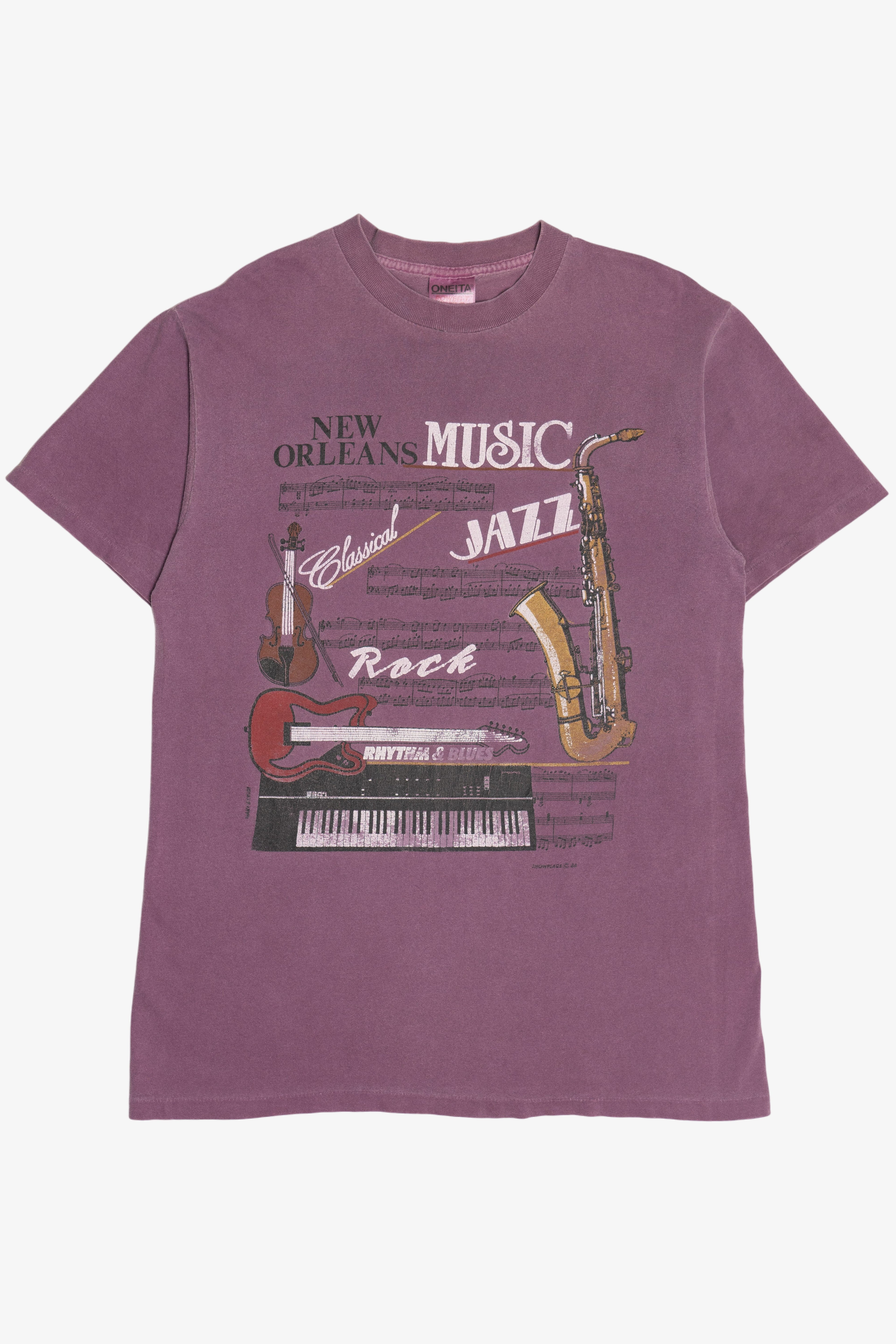 Vintage "New Orleans Music" Faded Single Stitch T-Shirt (1990s)