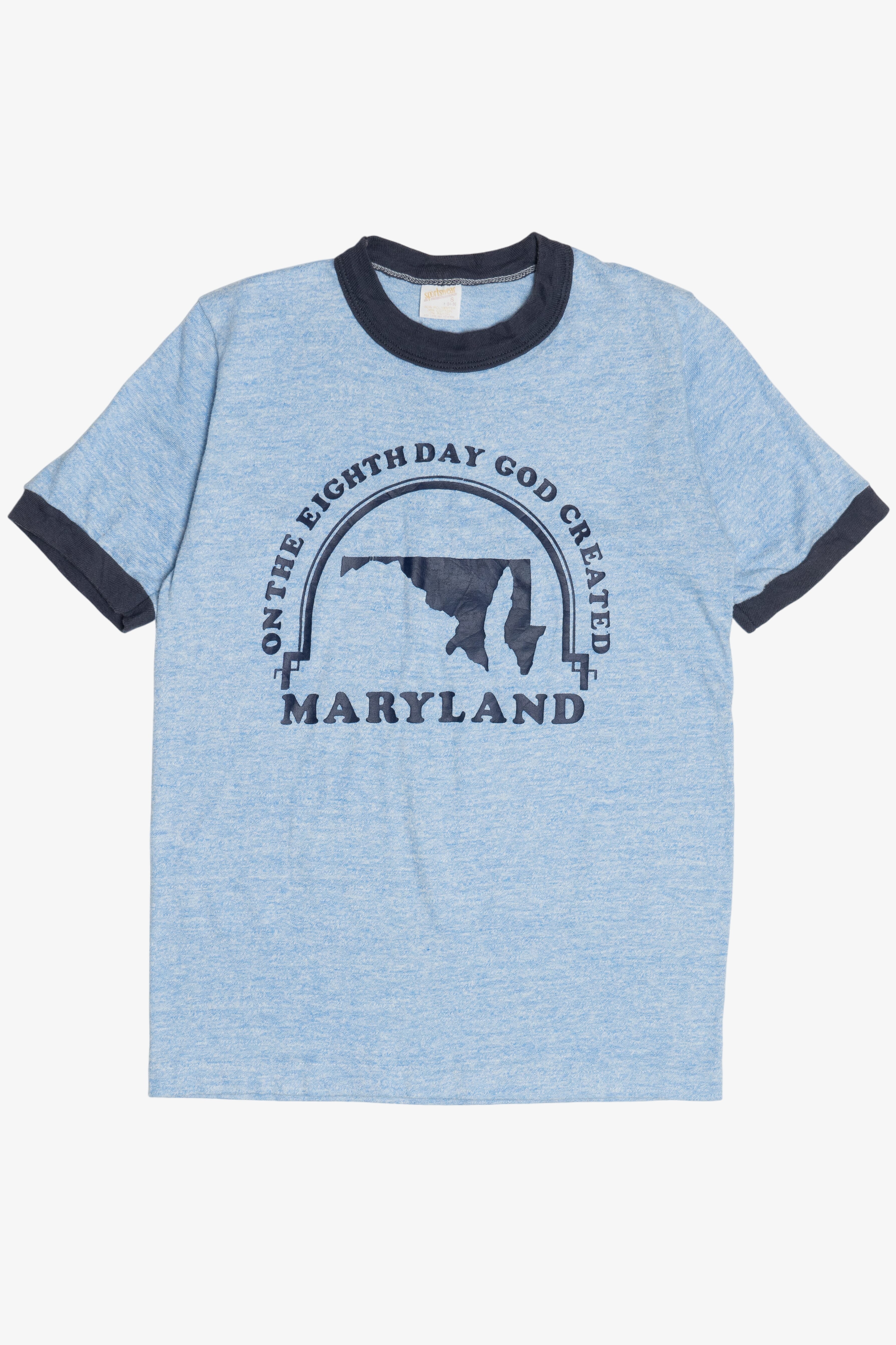 Vintage "On The Eighth Day God Created Maryland" Ringer T-Shirt (1970s)