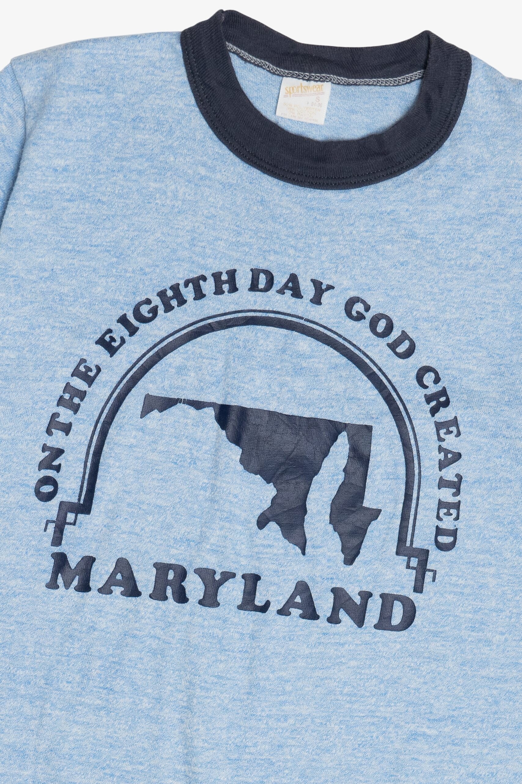 Vintage "On The Eighth Day God Created Maryland" Ringer T-Shirt (1970s)