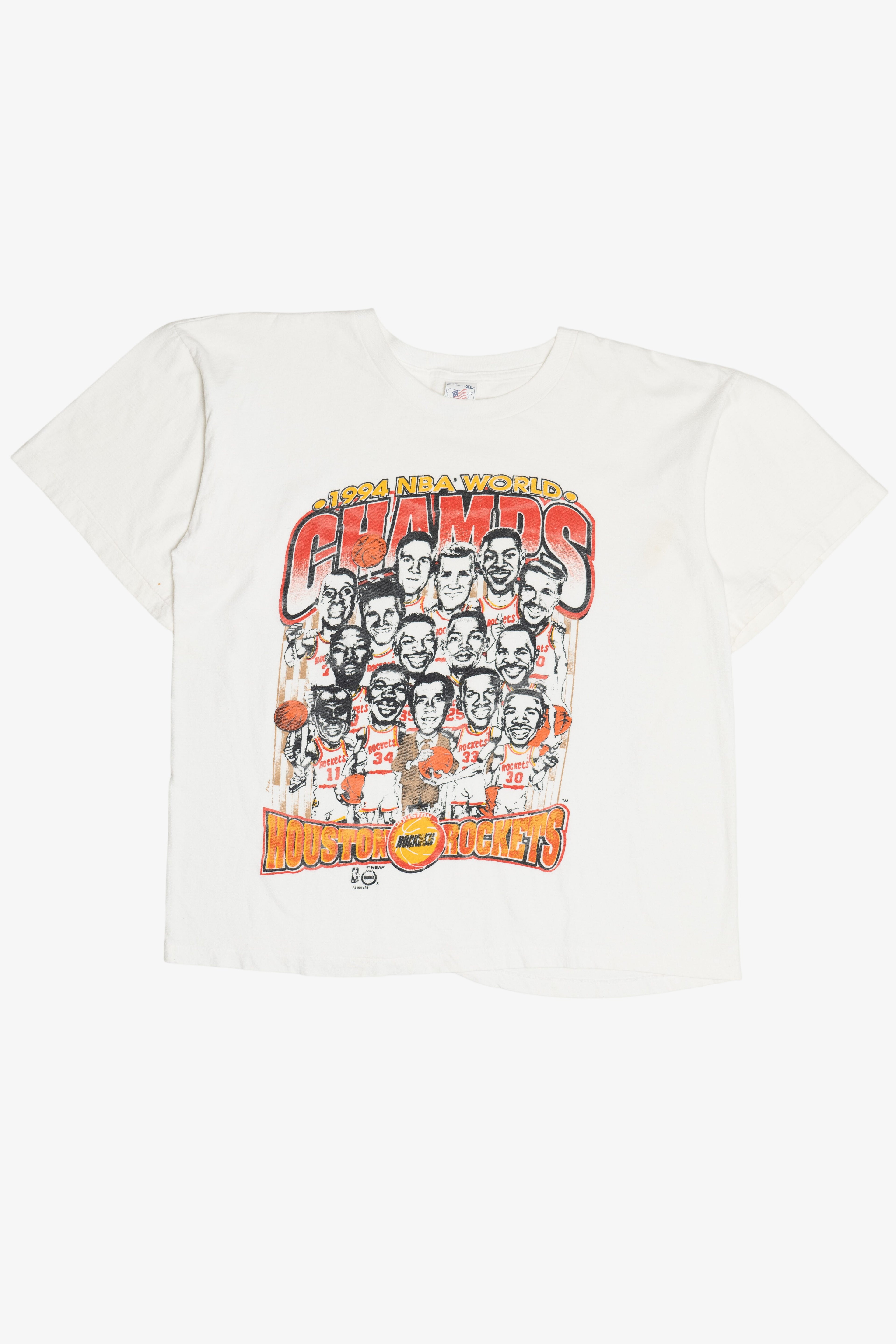 Vintage 1994 Houston Rockets Caricature "NBA World Champs" T-Shirt (1990s)