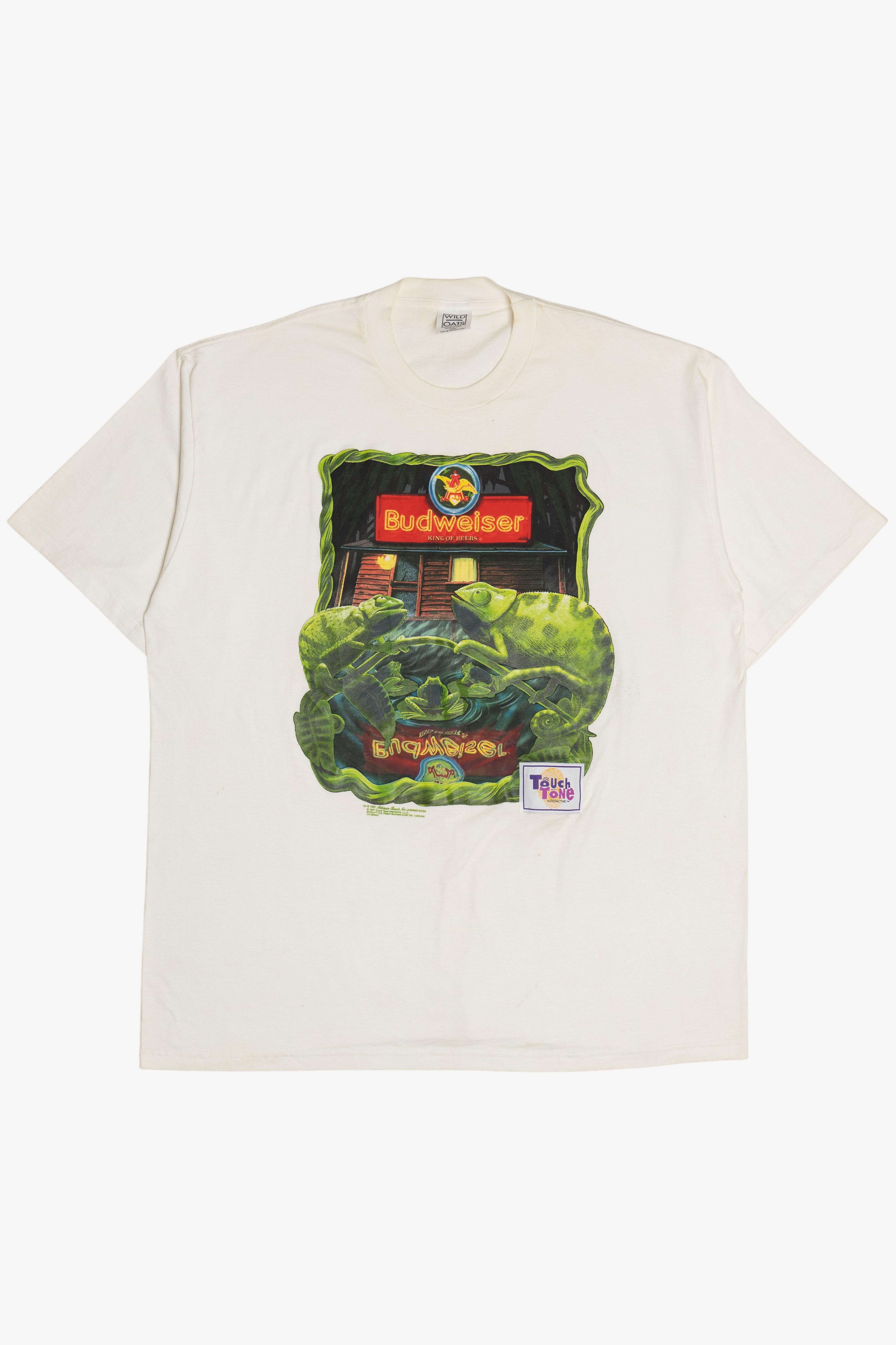Vintage Budweiser Beer Chameleon Touch Tone Wild Oats T-Shirt (1990s)